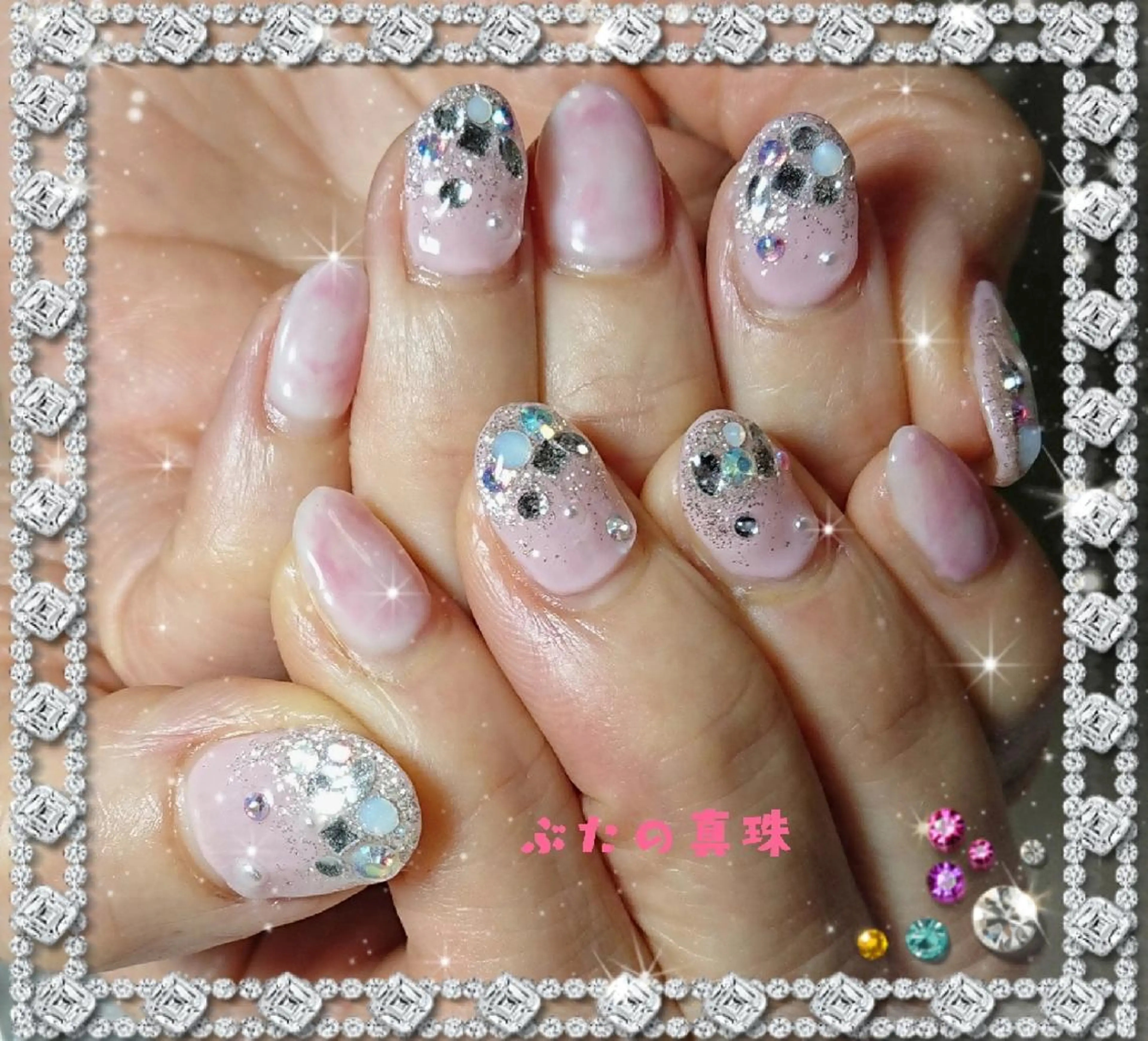 ネイル キラキラネイル 大理石ネイル(マーブル) ハンドネイル 林 珠里のネイルデザイン