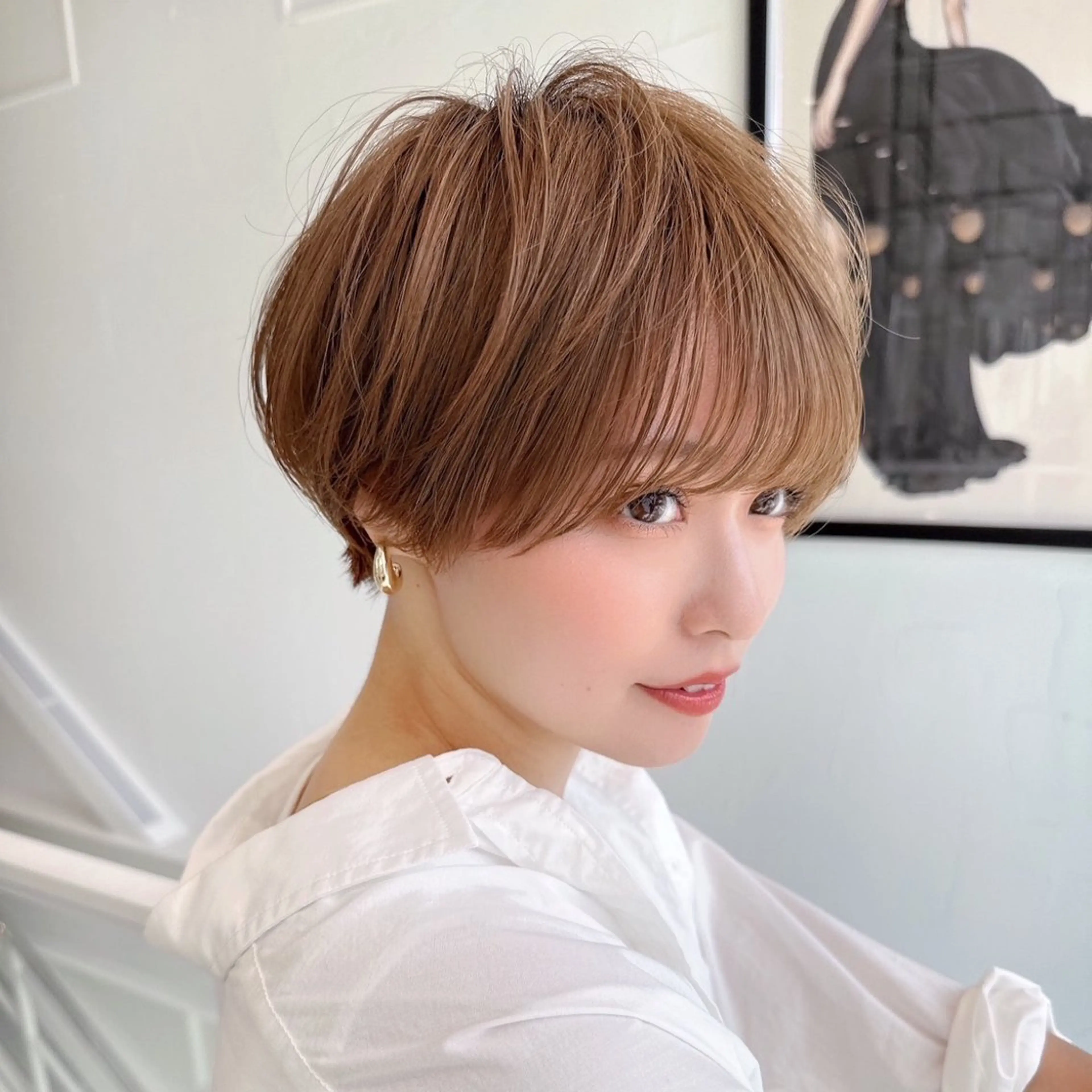 ショート カラー カット ヘアカラー トリートメント ブリーチなし/暖色/ 透明感/ririkaのヘアスタイル