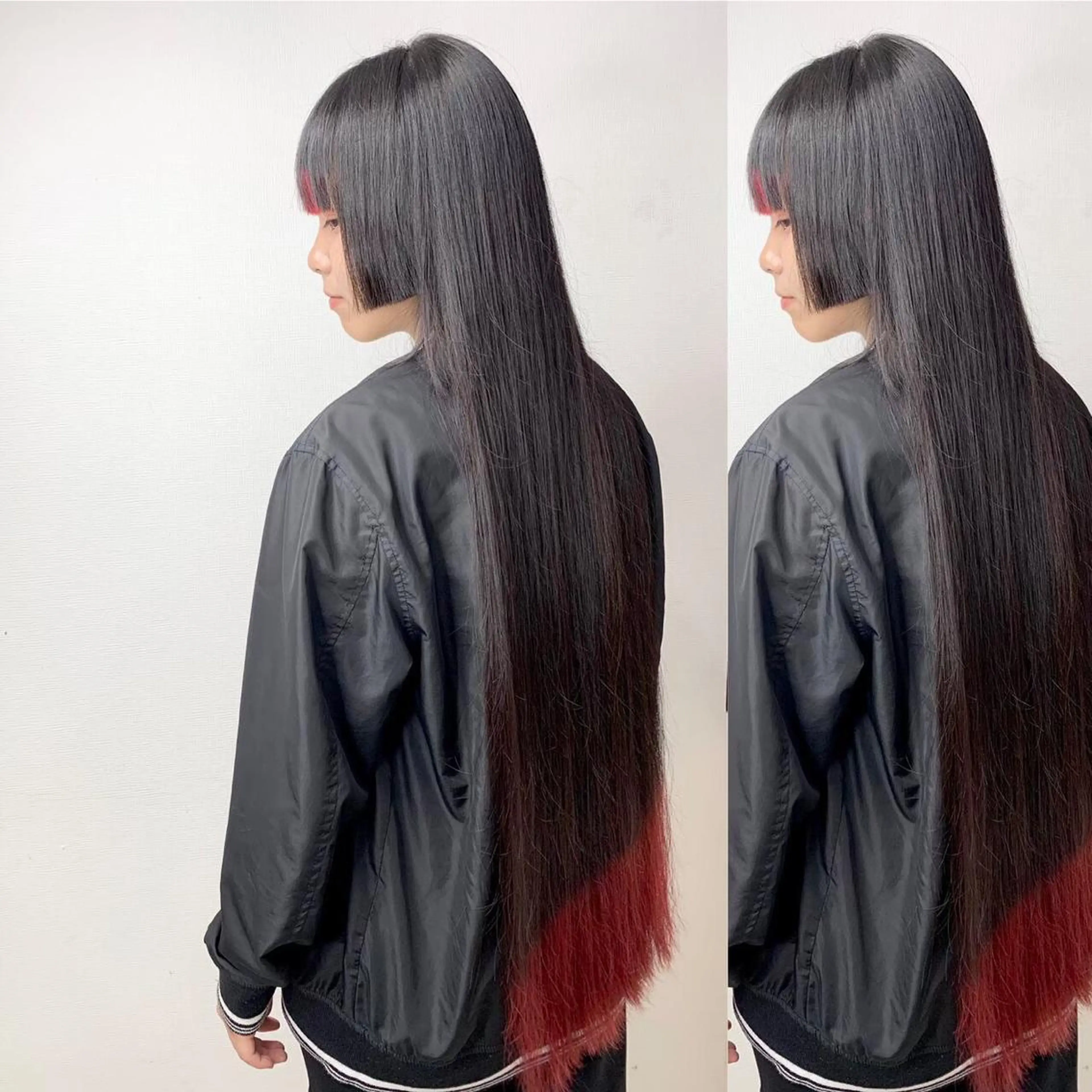 セミロング カラー JuNブリーチに 縮毛矯正するプロのヘアスタイル