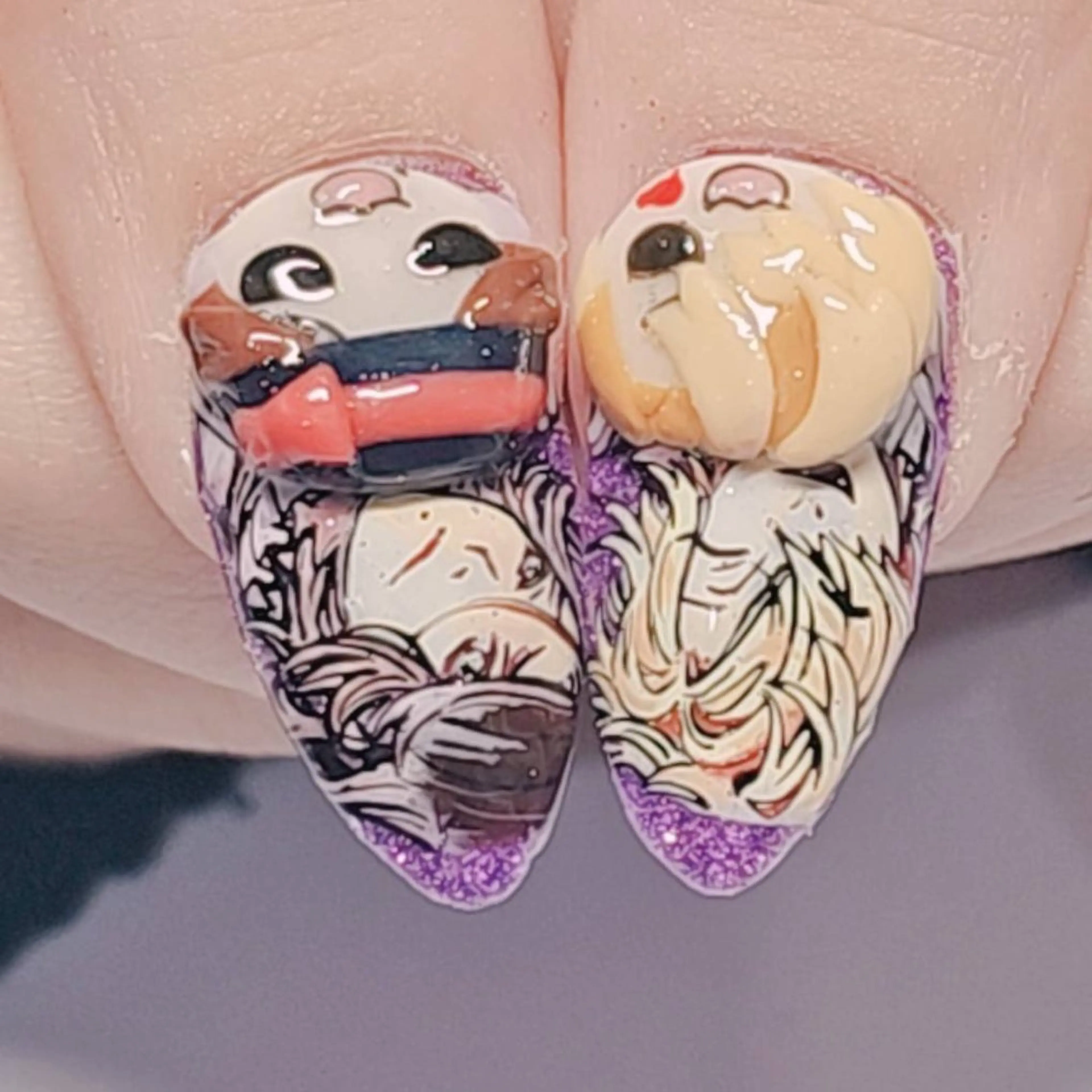 ネイル アートネイル ラメ(グリッター) ワンカラーネイル パープル ハンドネイル よしだ ひろきのネイルデザイン