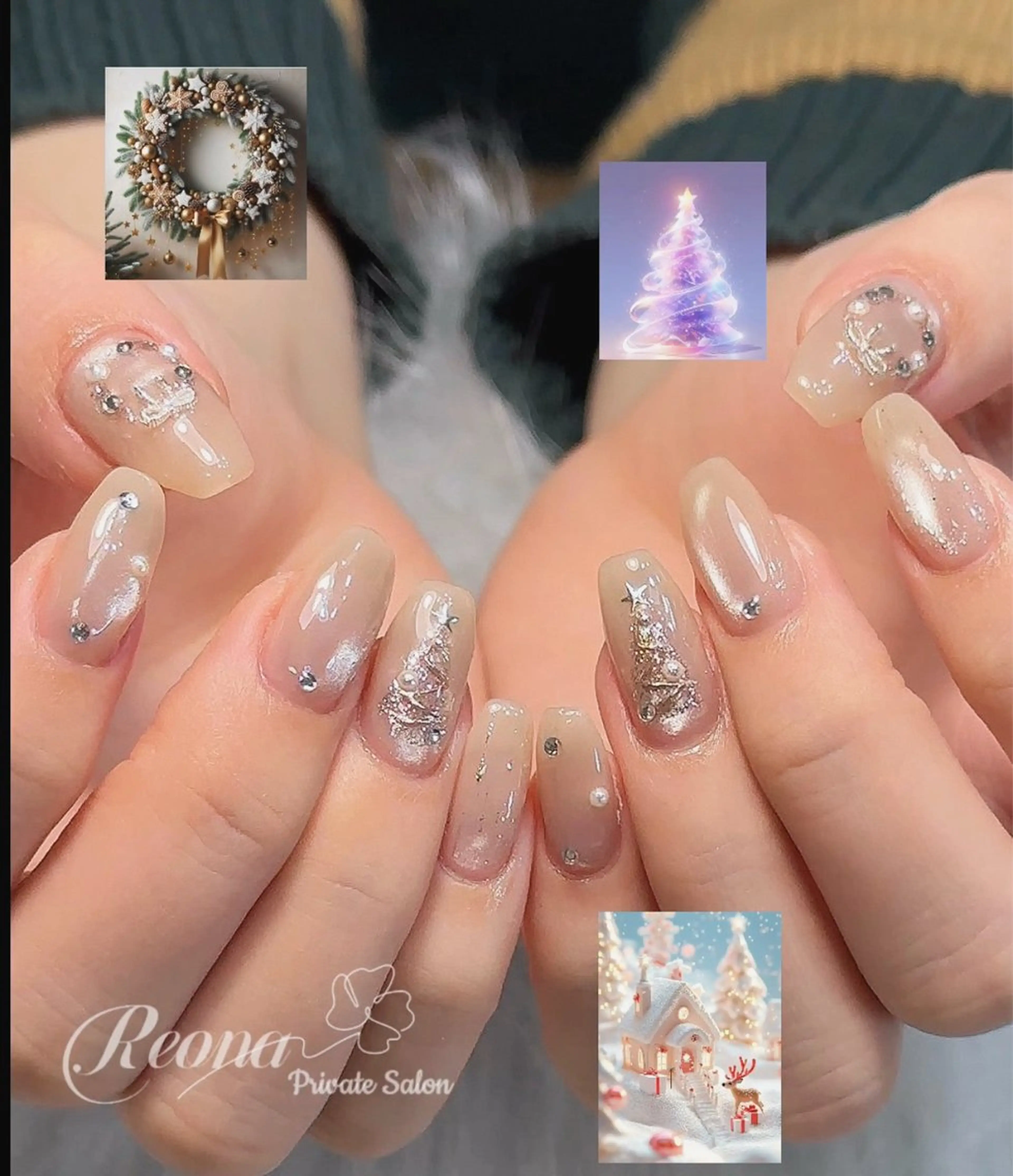 ネイル ジェルネイル ハート マグネットネイル ミラーネイル パラジェル Reona Nailのネイルデザイン