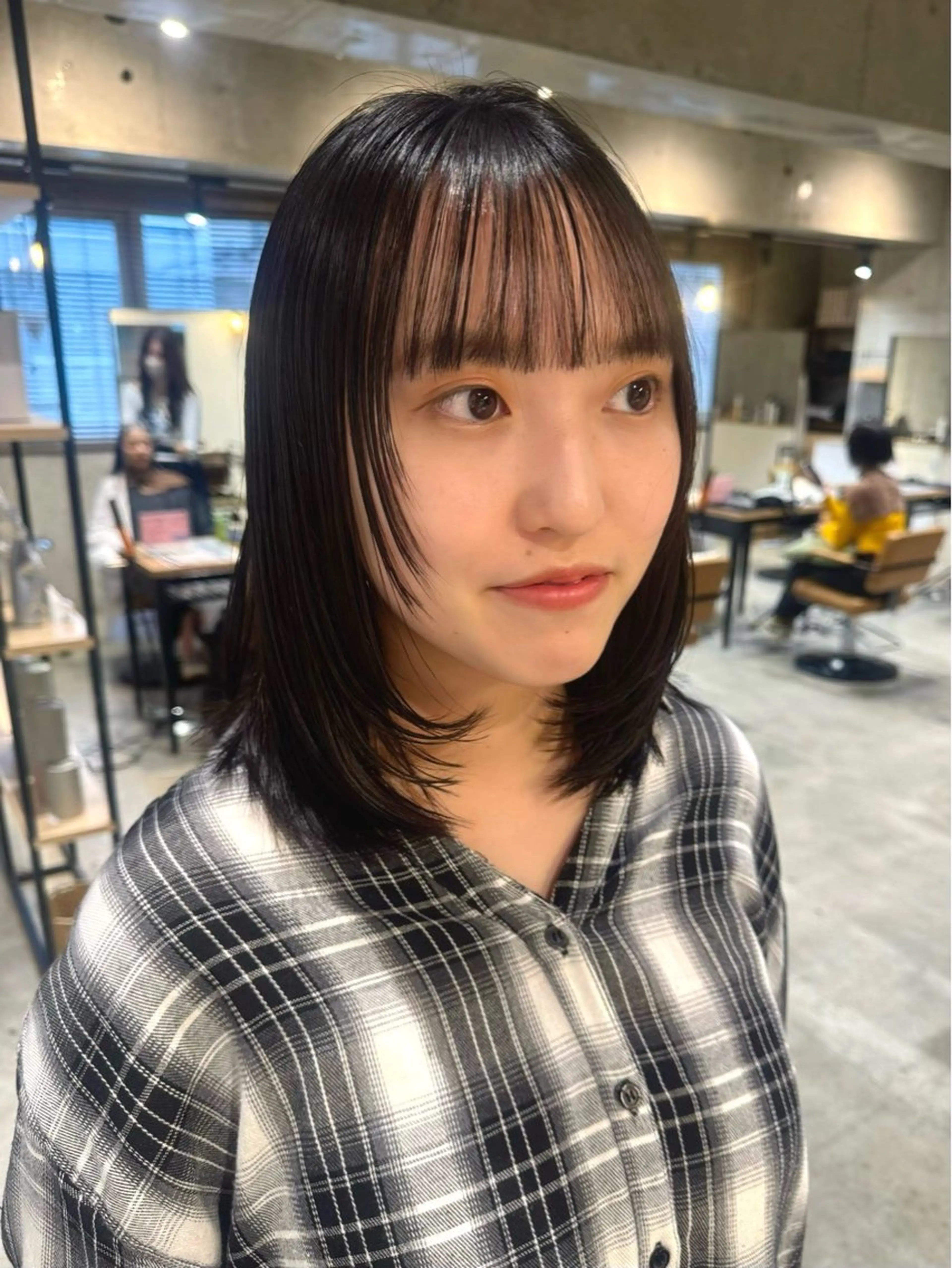 ミディアム ヘアアレンジ ミディアムレイヤー レイヤーカット カット 縮毛矯正 トリートメント ヘッドスパ 顔まわり/艶カラー/ 🤎himari🤎のヘアスタイル