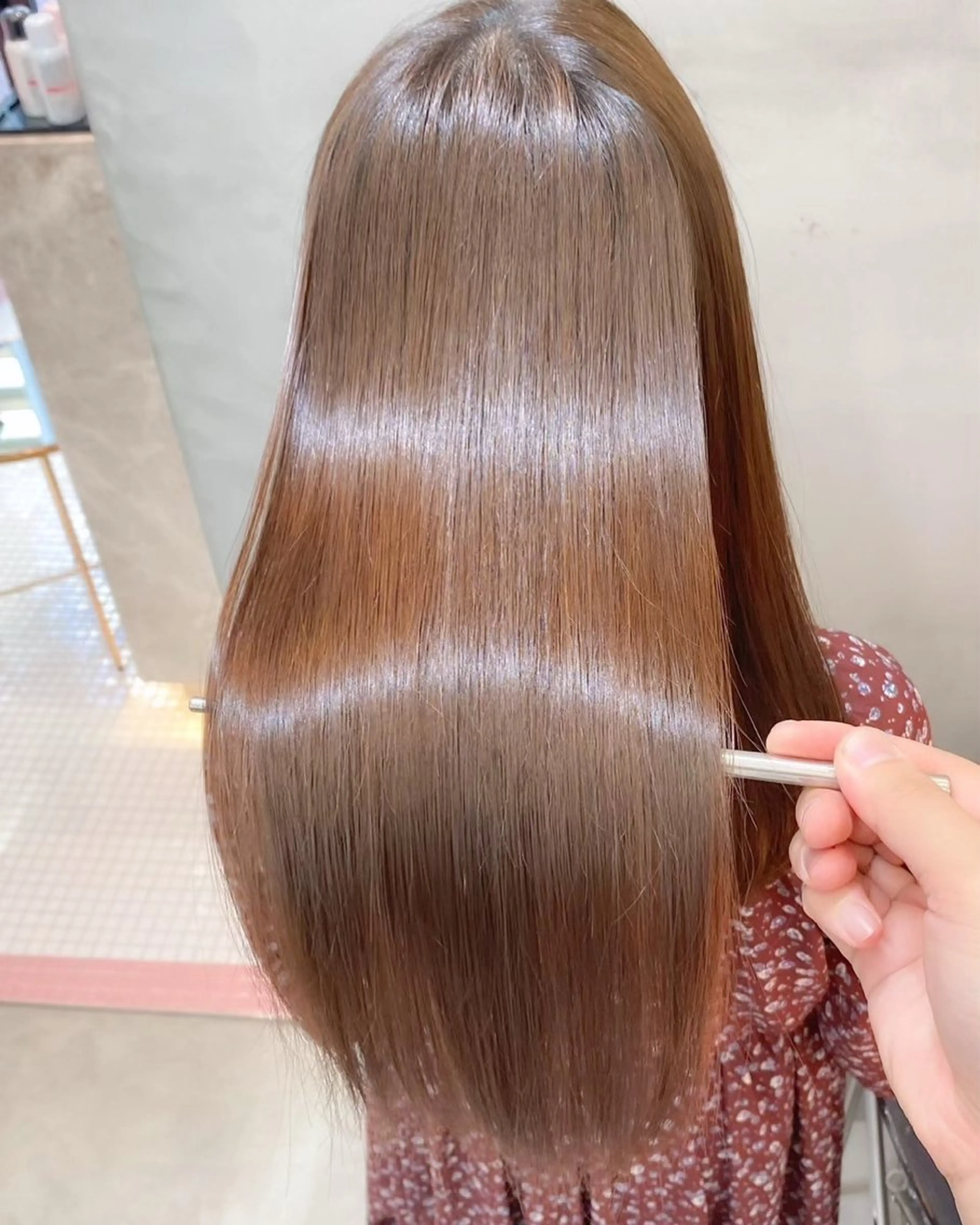 湿気対策 カット+柔らか縮毛矯正+カラー+トリートメント カット縮毛髪質改善艶髪 ミニモ限定の写真