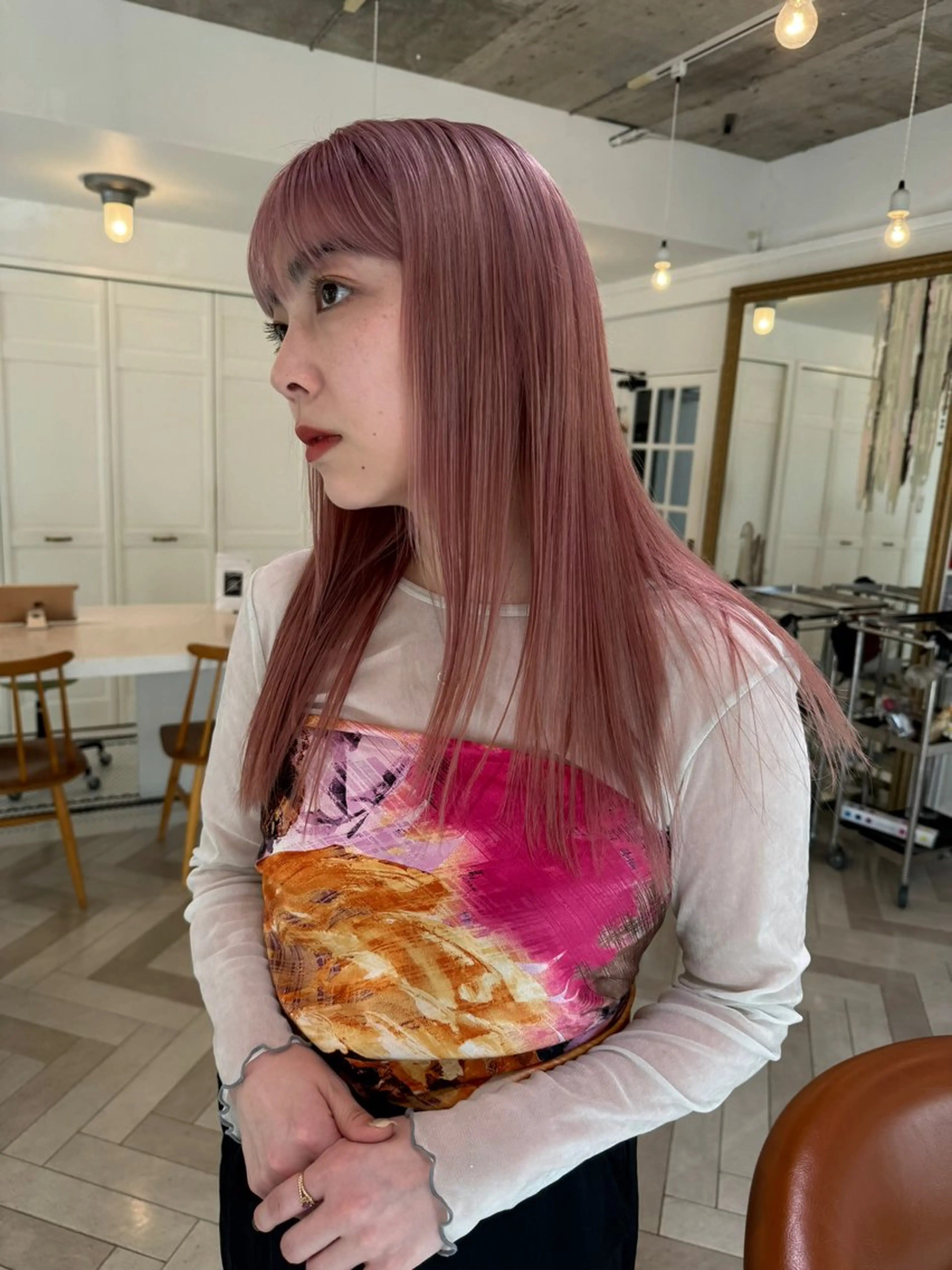 カラー ヘアカラー ブリーチカラー🎀 韓国風/寺門美優のヘアスタイル