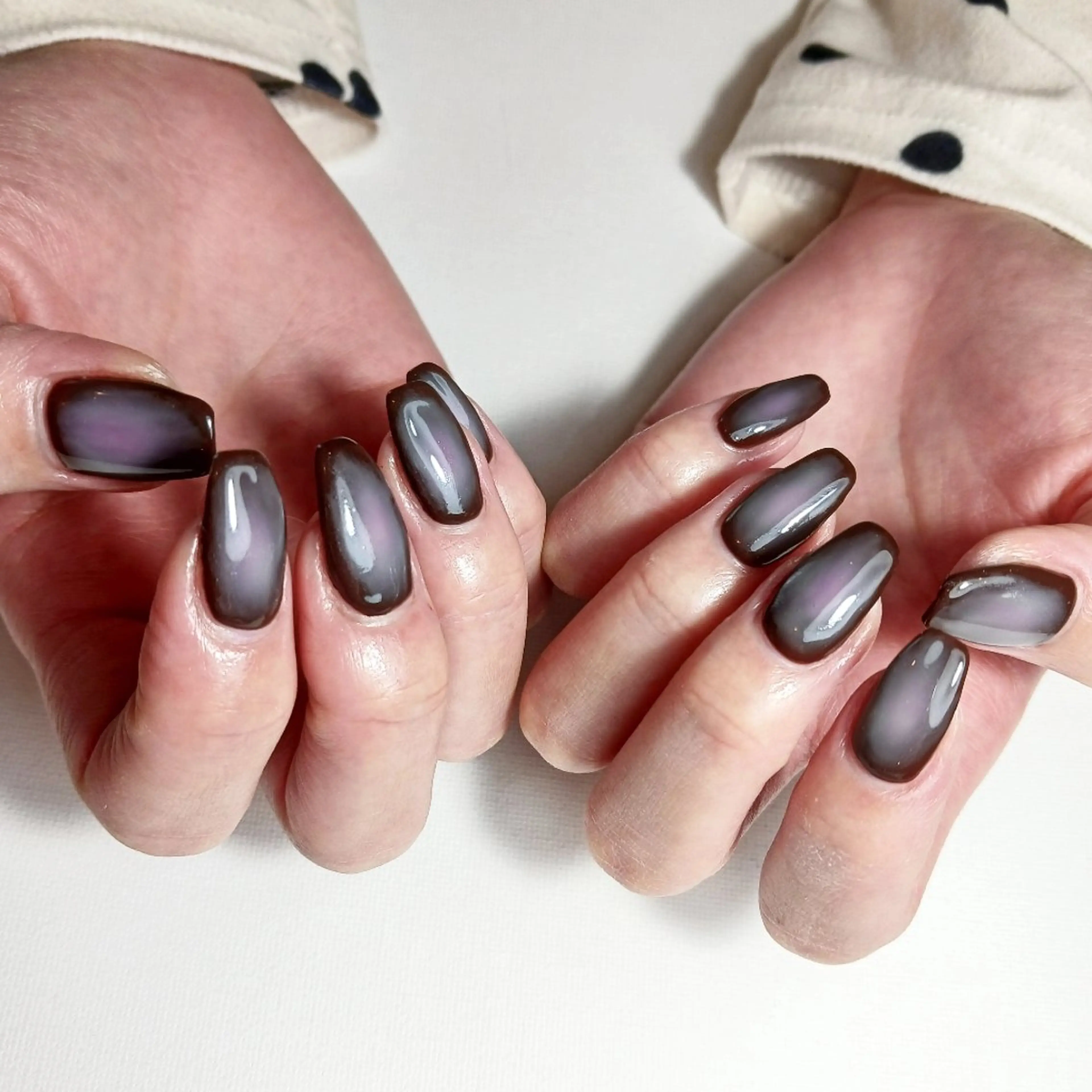 ネイル ブラウン チークネイル ジェルネイル グラデーション 持ち込み ハンドネイル owlnail /持込みデザイン専門のネイルデザイン