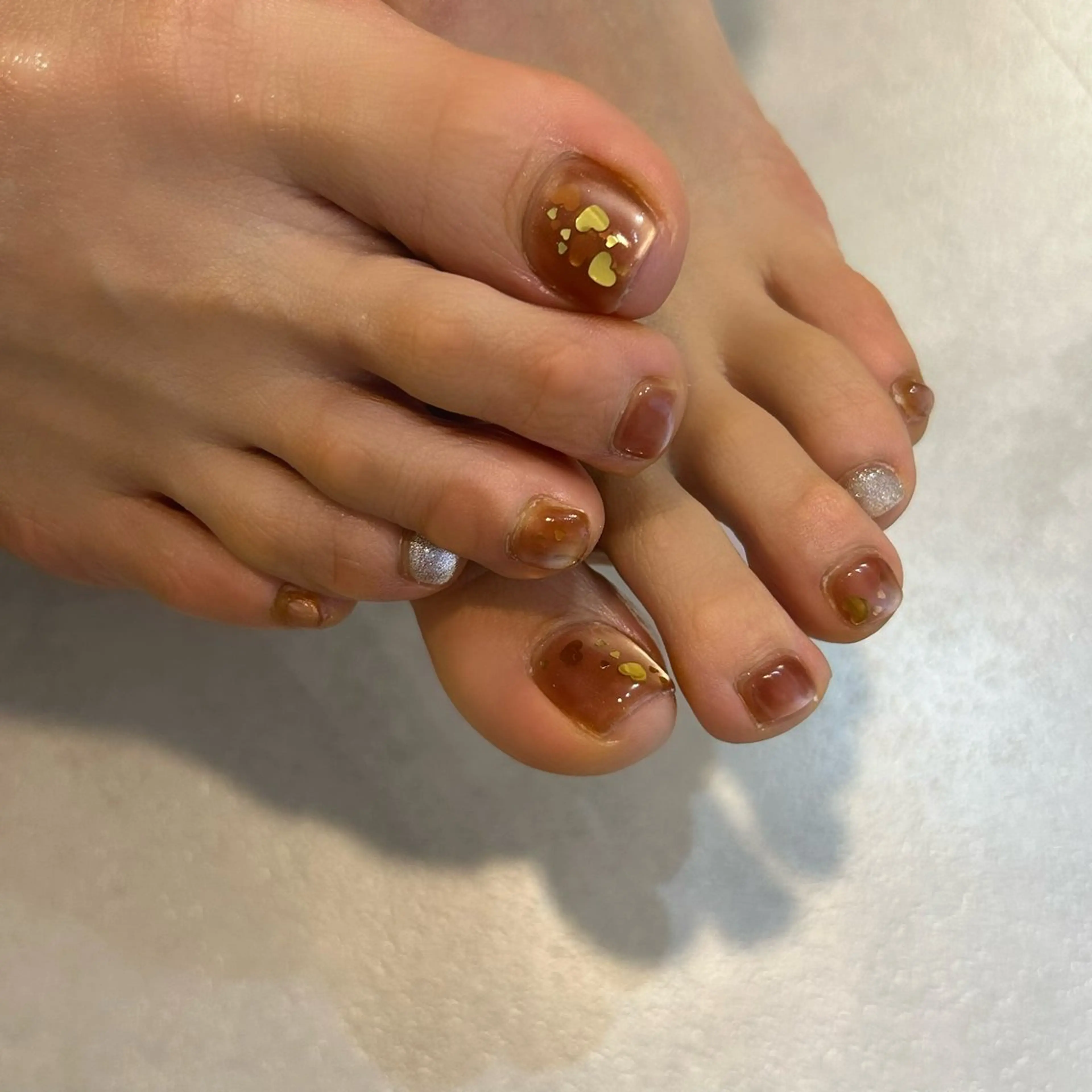 ネイル フットネイル ハート マグネットネイル バレンタイン soa.Aika 自爪育成のネイルデザイン