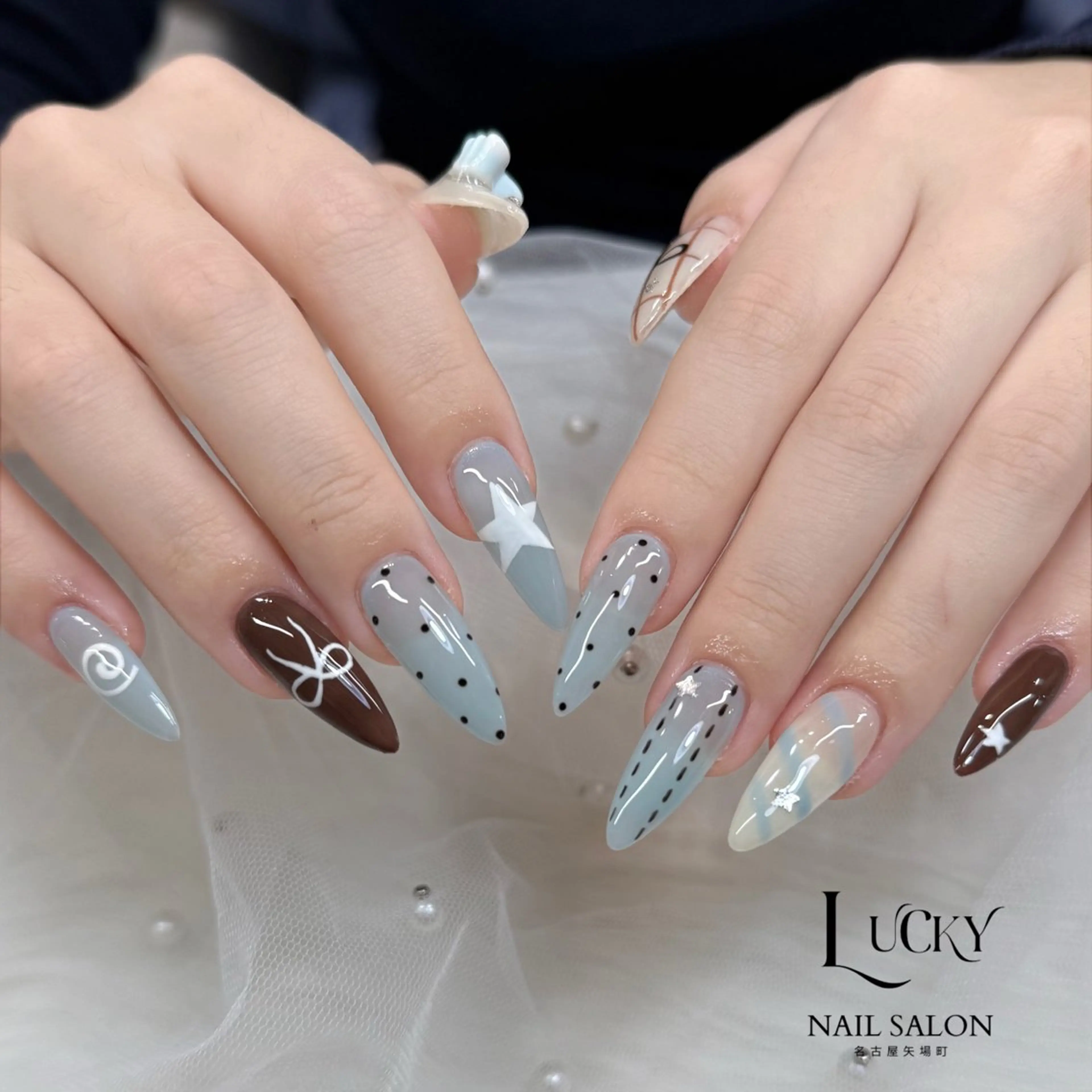 ネイル アートネイル ジェルネイル ロングネイル 持ち込み シンプルネイル ハンドネイル Lucky Nail Salonのネイルデザイン