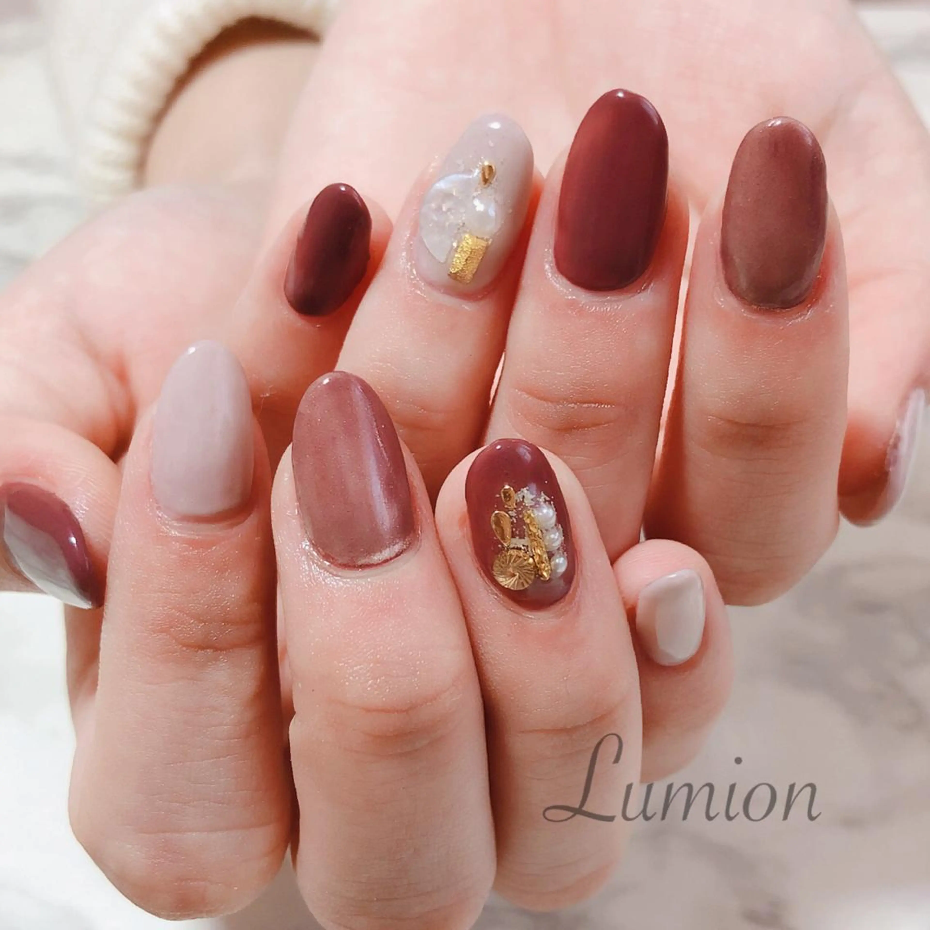 ネイル 長さ出し ピンク スカルプネイル ハンドネイル nailroom Lumionのネイルデザイン