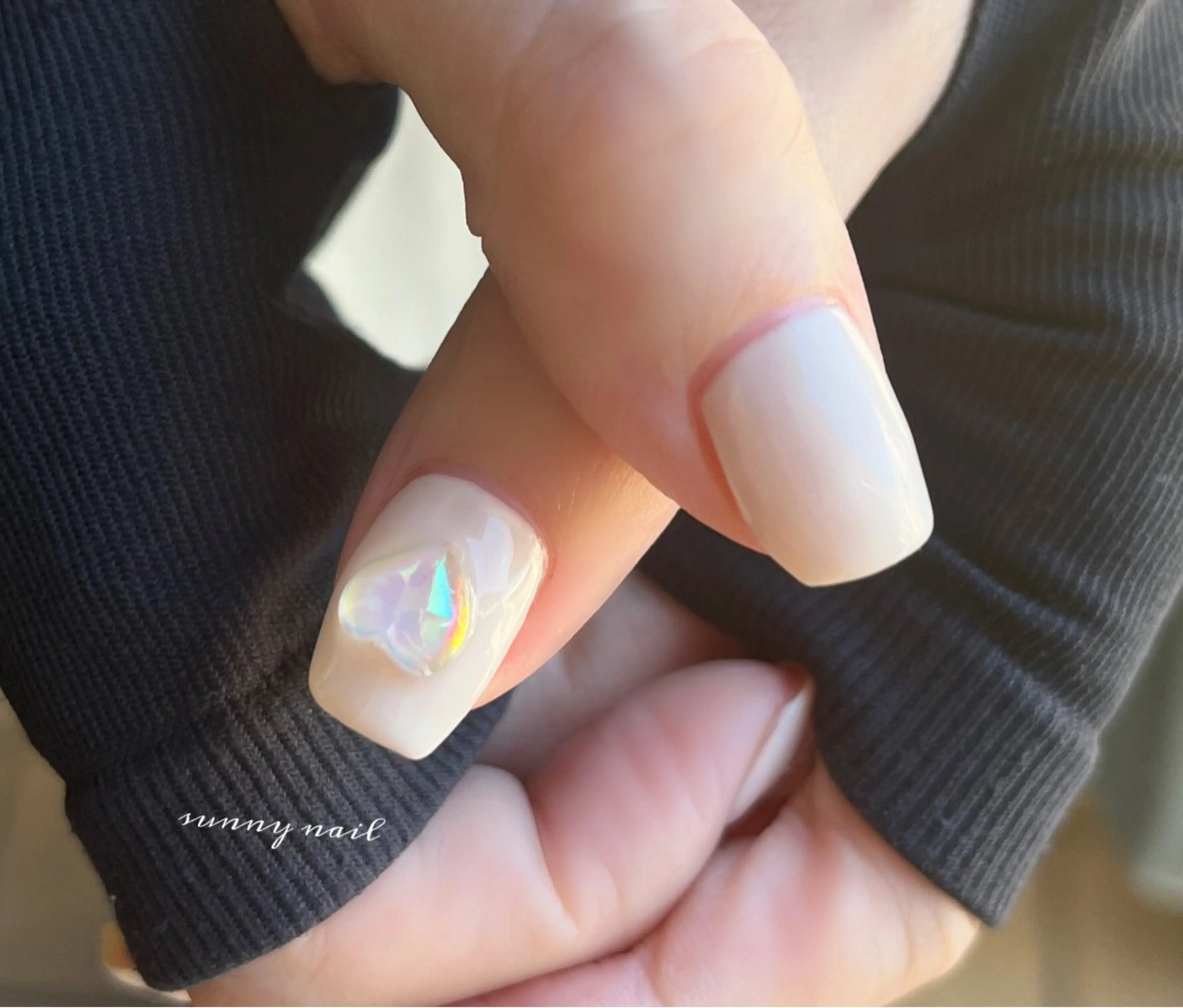 ネイル オーロラネイル ジェルネイル ハート パラジェル ぷっくりネイル sunny nailのネイルデザイン