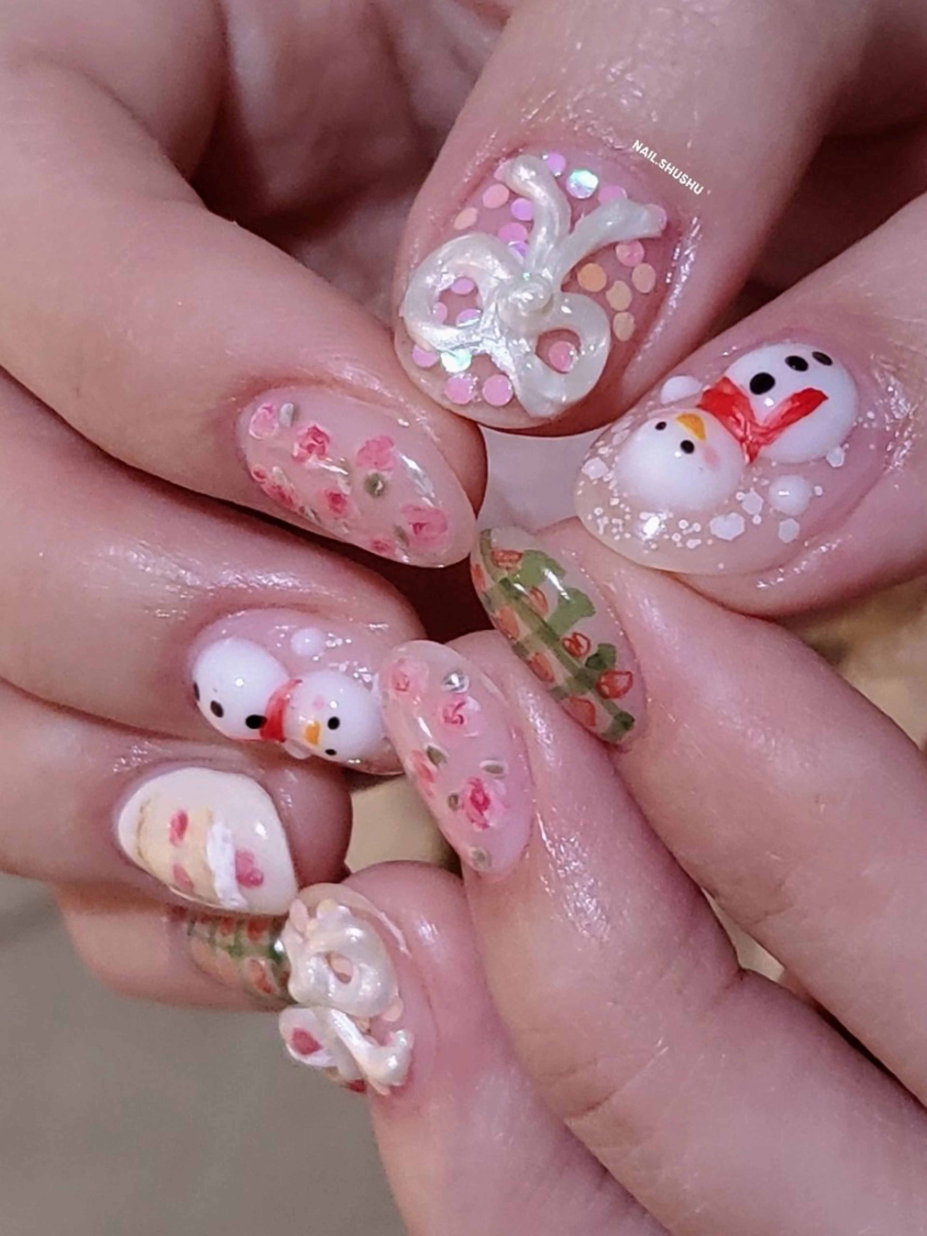 ネイル ハンドネイル 3dパーツ/流行り 👧shushu❤️のネイルデザイン