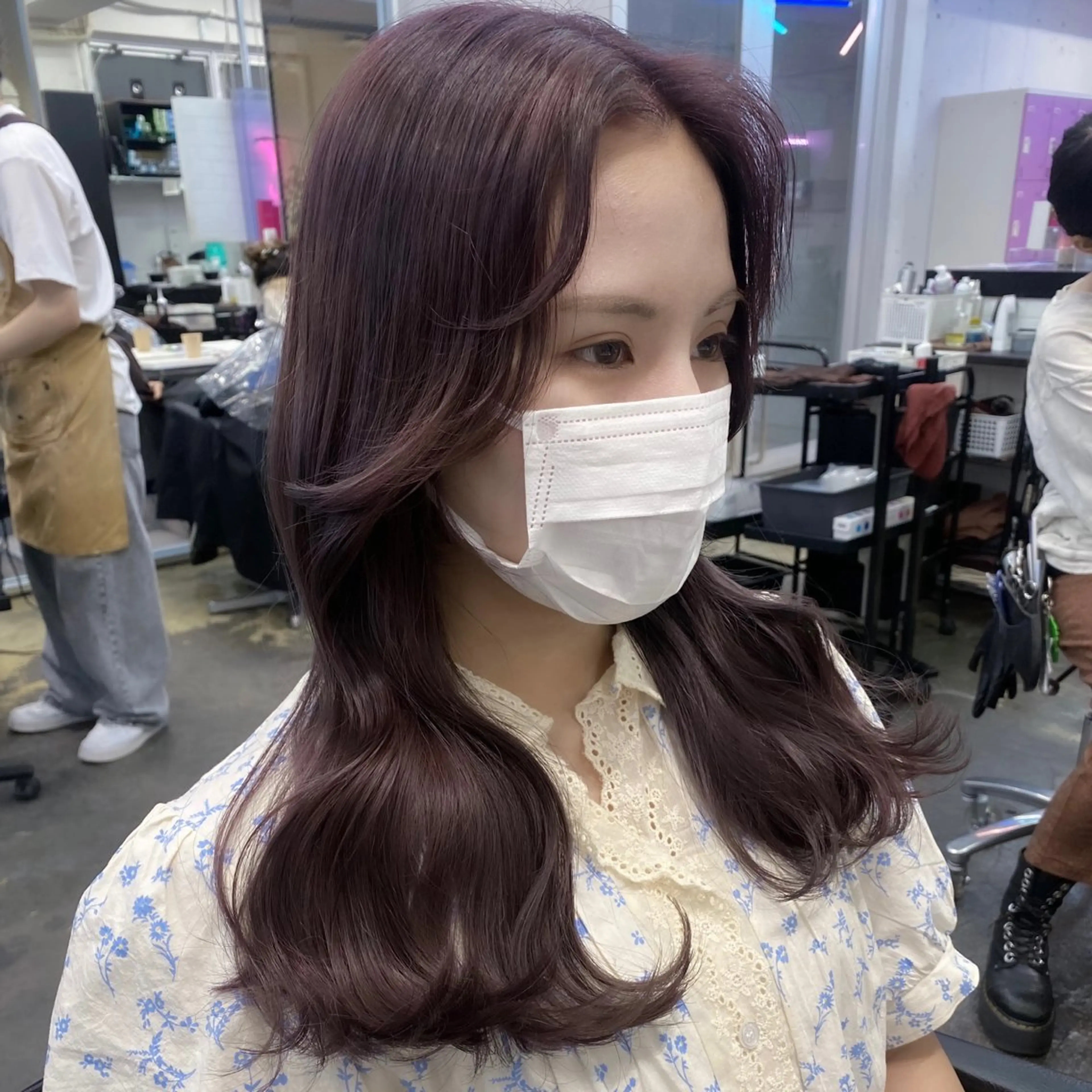 セミロング カラー ヘアアレンジ 💗💗韓国レイヤー yu-ki💗💗のヘアスタイル