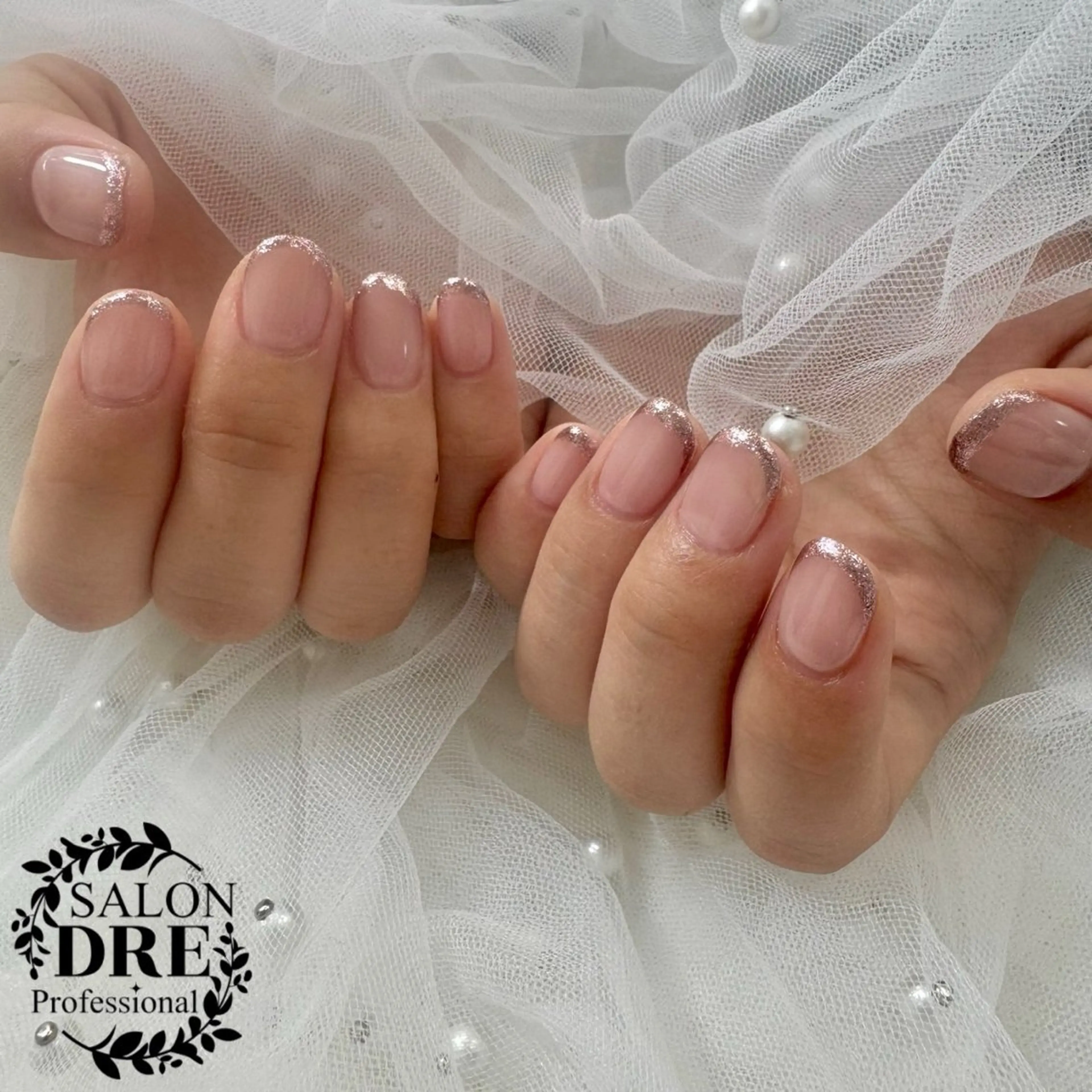 ネイル フレンチネイル ラメ(グリッター) ピンク salonDRE MIYUKIのネイルデザイン