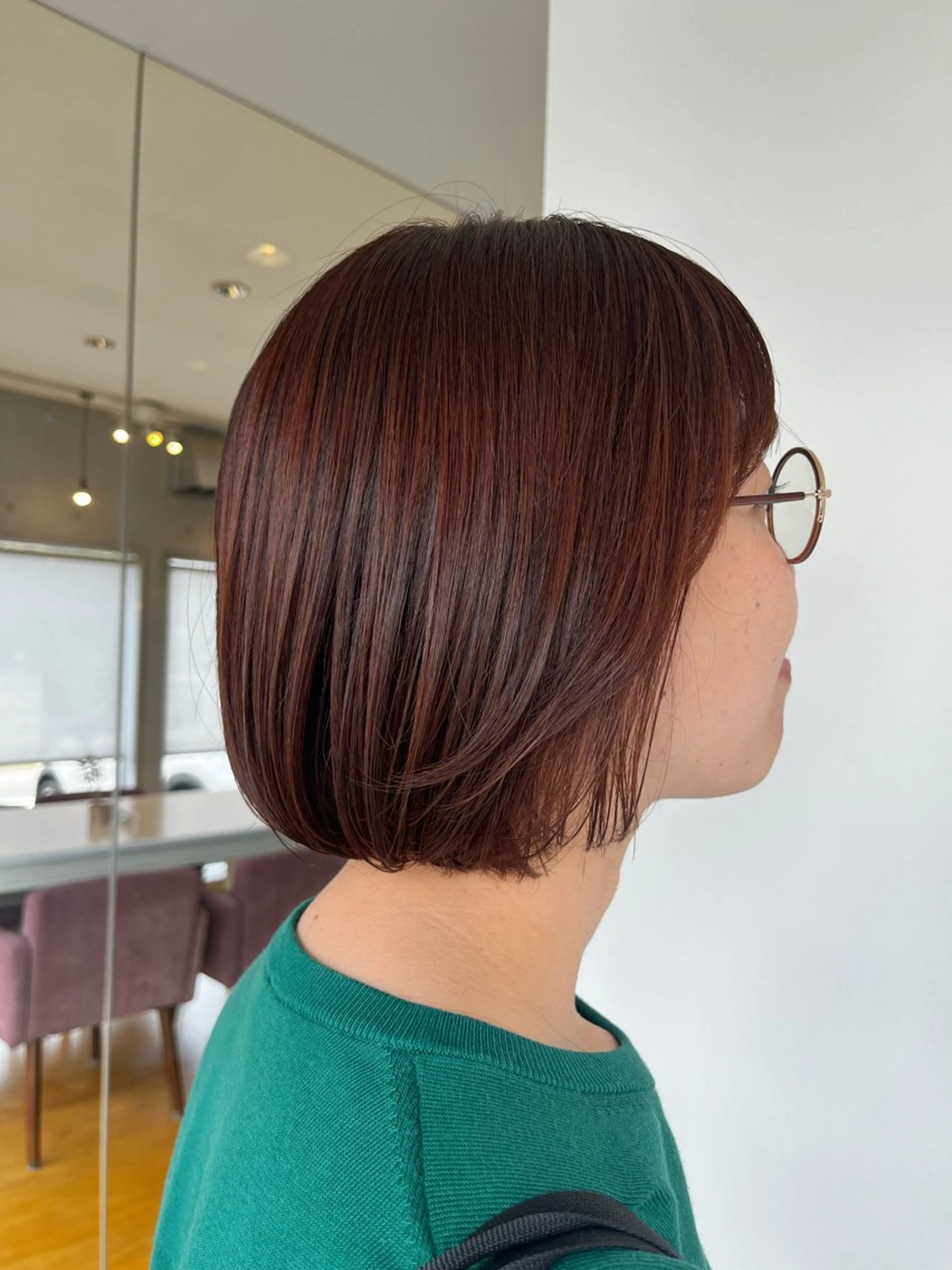 ミディアム オレンジブラウン ボブ sharon所属・おせ ちさとのヘアスタイル