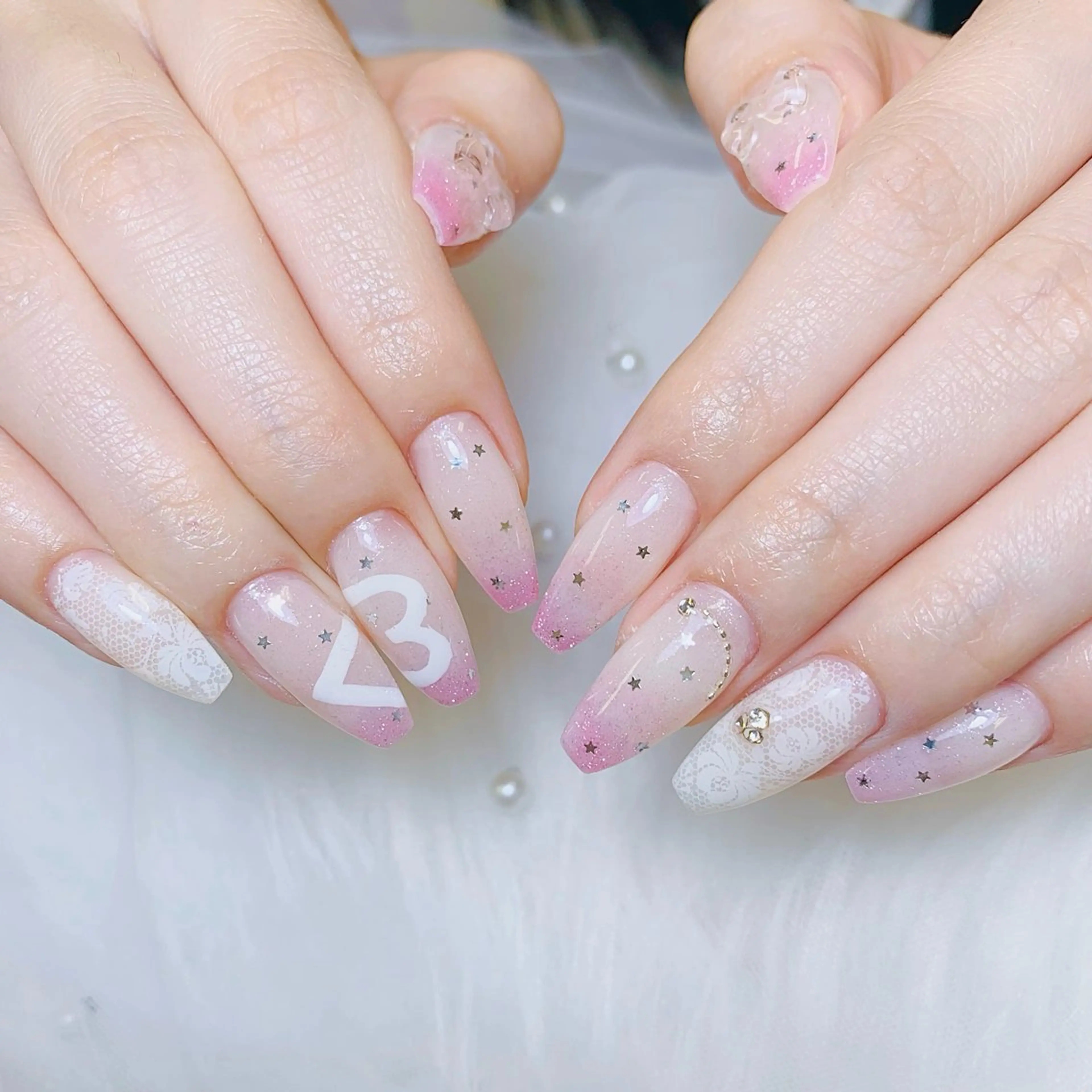 ネイル チークネイル 長さ出し フラッシュネイル フレンチネイル グラデーション ハンドネイル AN NAIL SALONのネイルデザイン