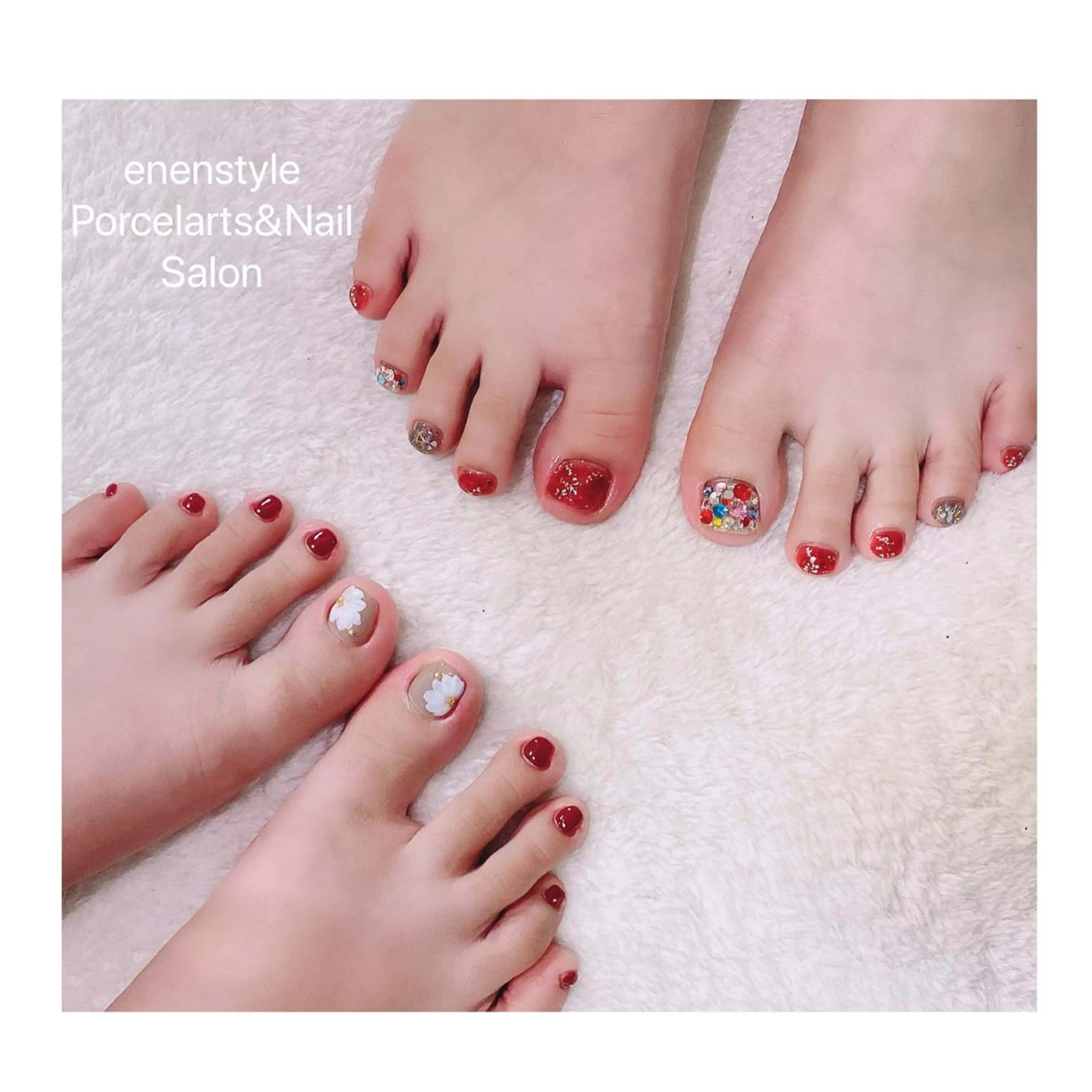 ミディアム ネイル ハンドネイル フットネイル 👑enen style👑のネイルデザイン