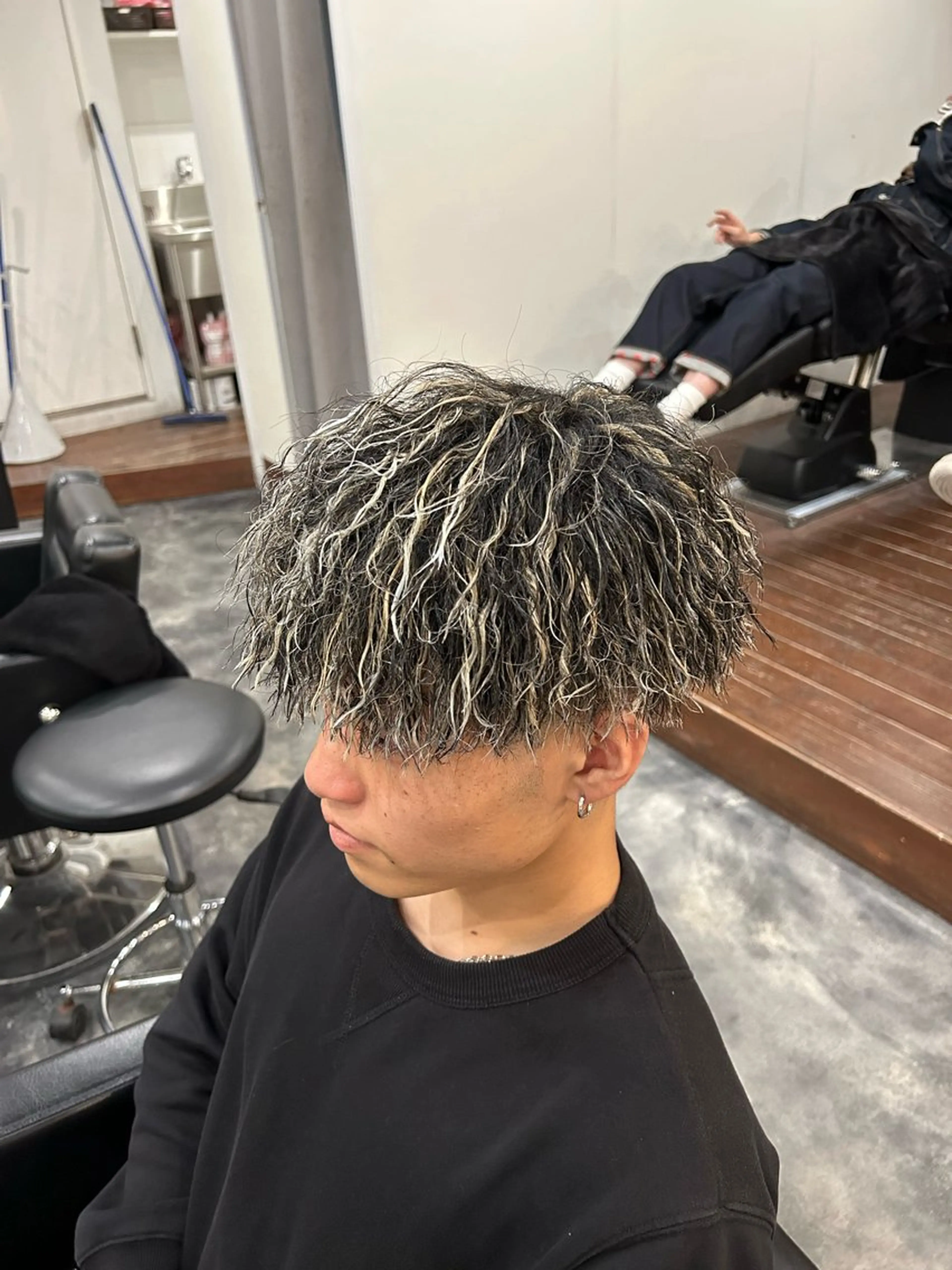 ショート カラー パーマ メンズ カット ヘアカラー パーマ メンズパーマ/京都駅 /メンズ/奥村航平のヘアスタイル