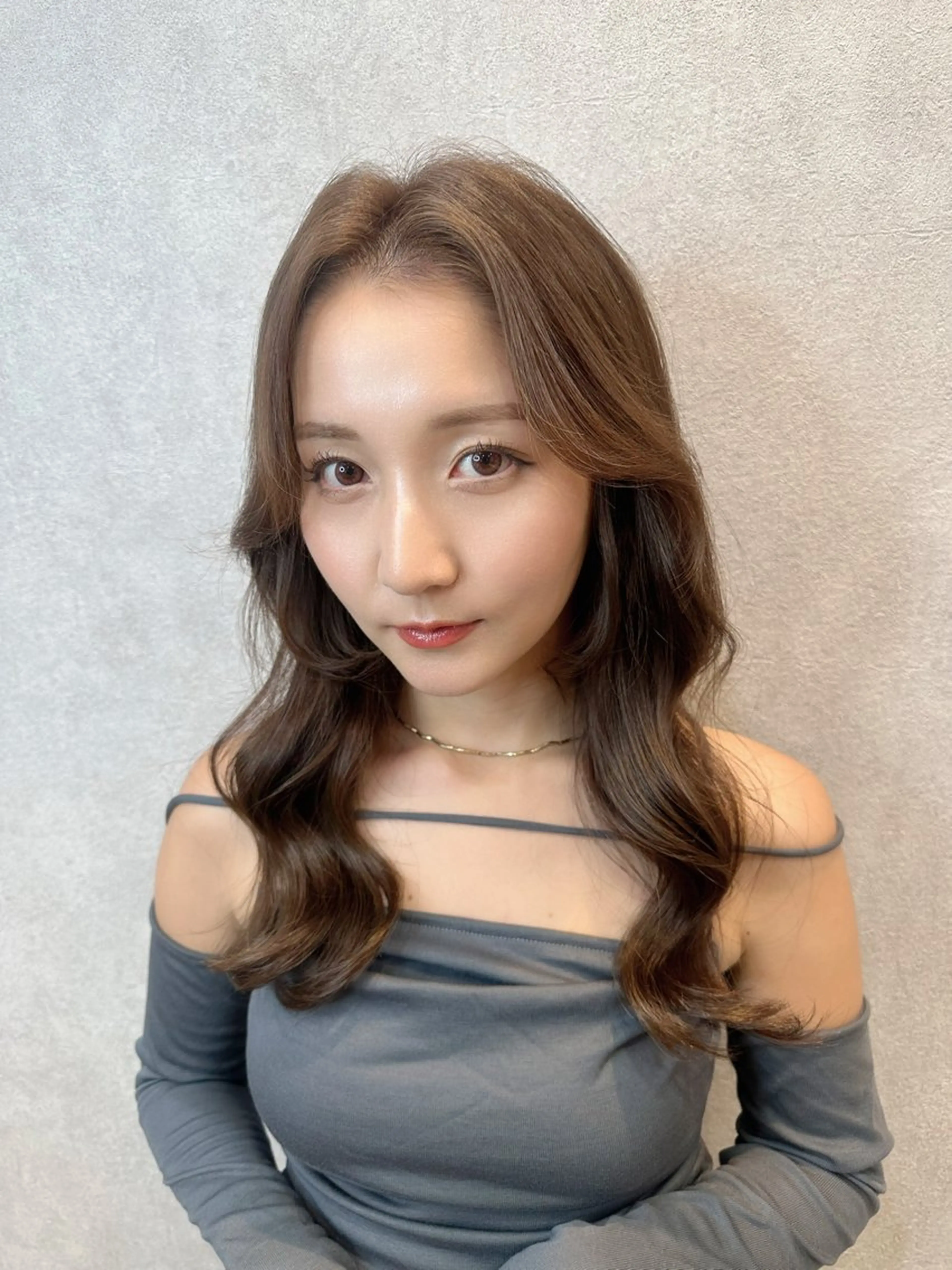 セミロング かきあげバング ヨシンモリ 韓国風ヘア カット ヘアカラー トリートメント ヘアセット 銀座副店長/レイヤー /髪質改善/田島のヘアスタイル