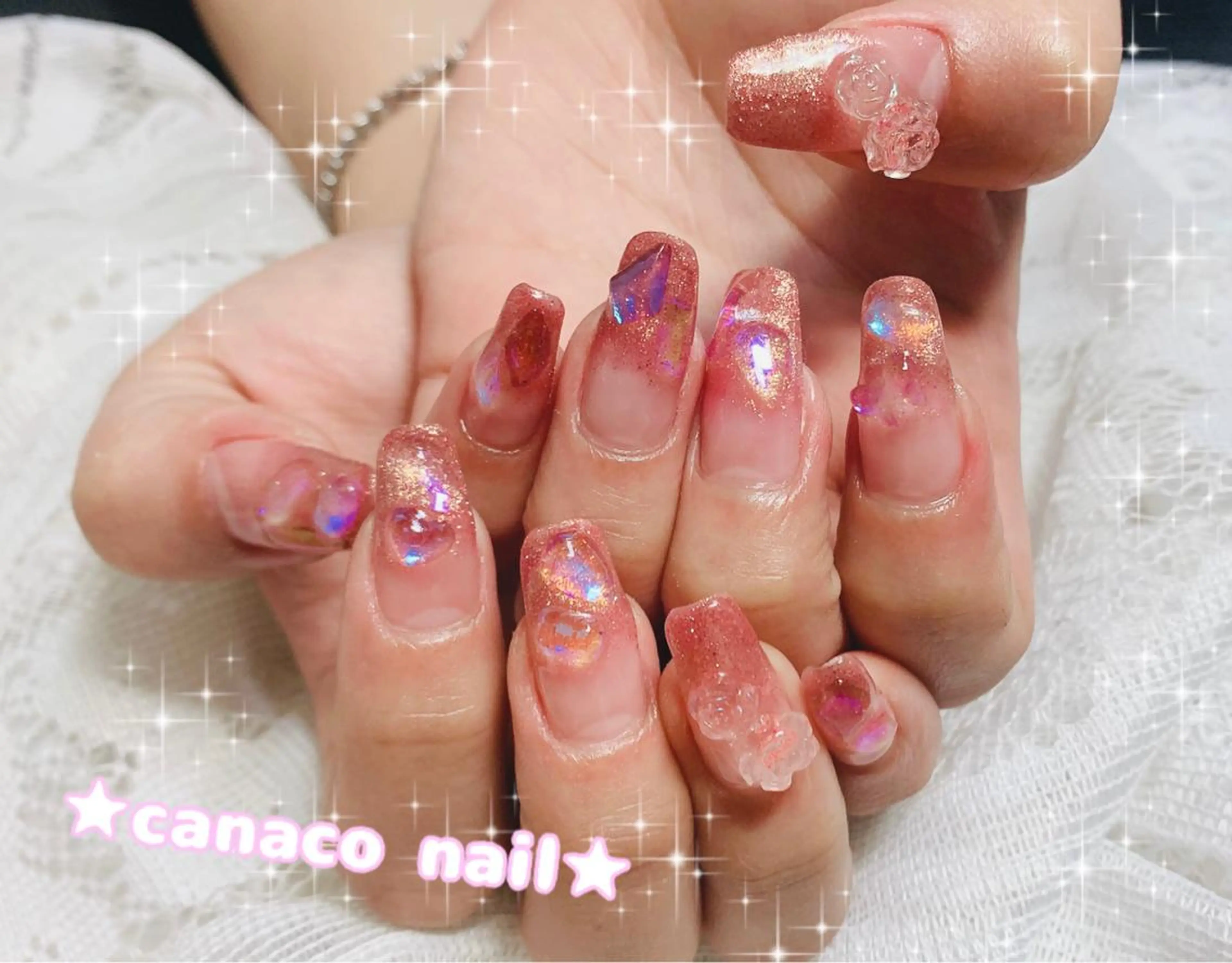 ネイル アートネイル ジェルネイル ゴールド パラジェル ピンク ハンドネイル ハンドケア ベテランネイル cnc  nailのネイルデザイン