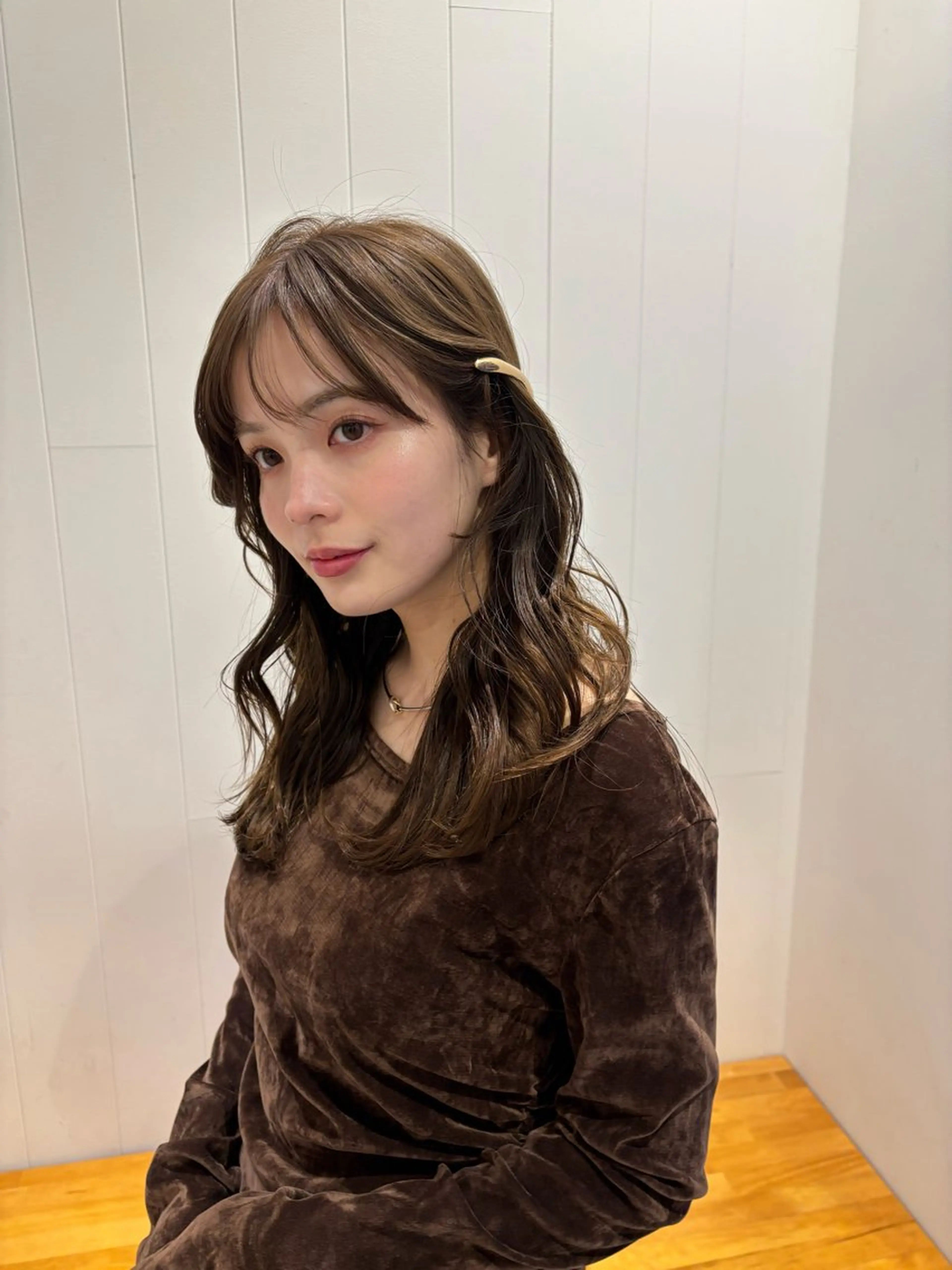 ミディアム カラー カット ヘアカラー トリートメント 顔周り/レイヤー 🤍マリノのヘアスタイル