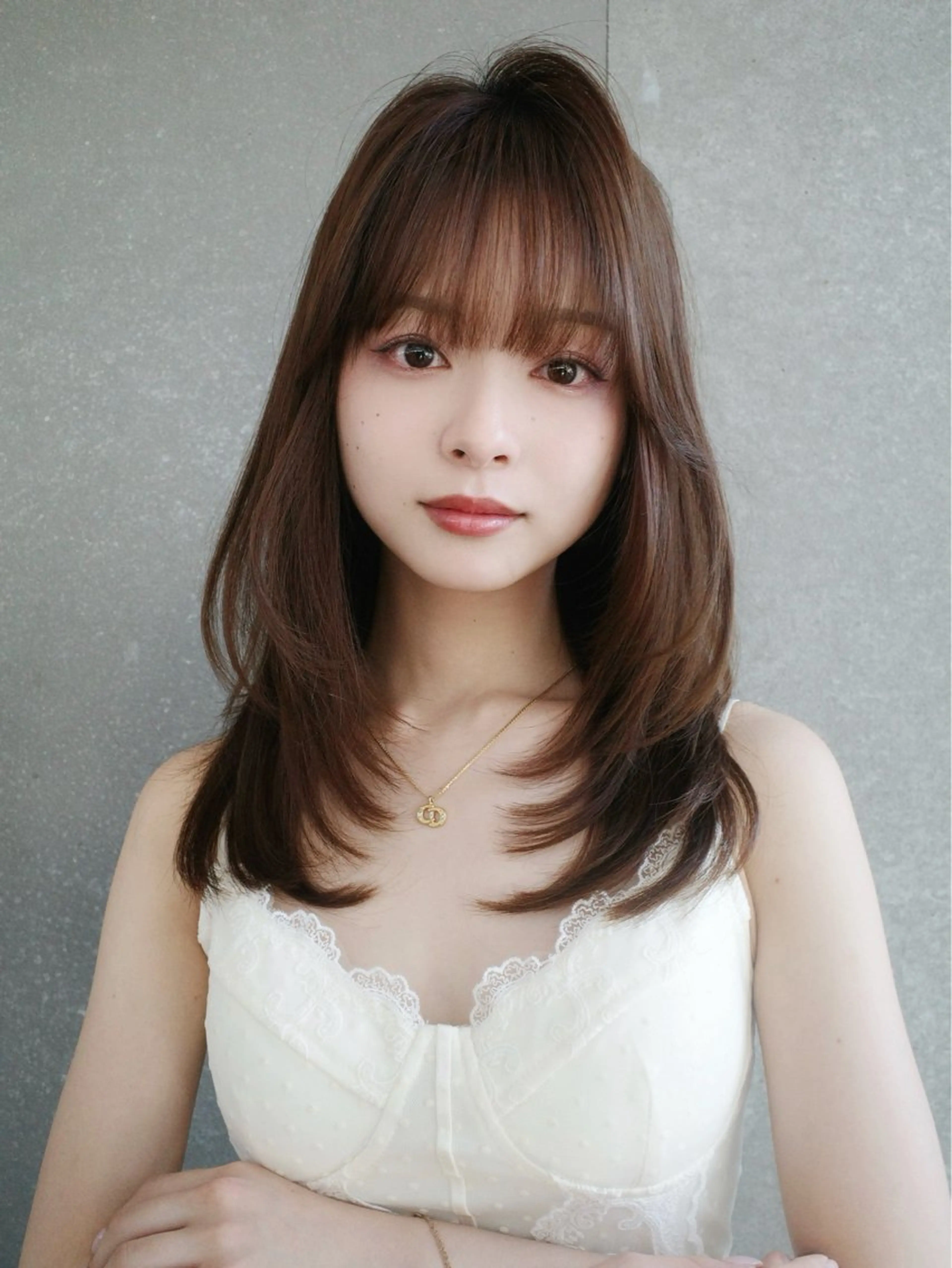 ミディアム カラー ベージュカラー レイヤーカット 縮毛矯正 【博多髪質改善】 吉村　清志のヘアスタイル