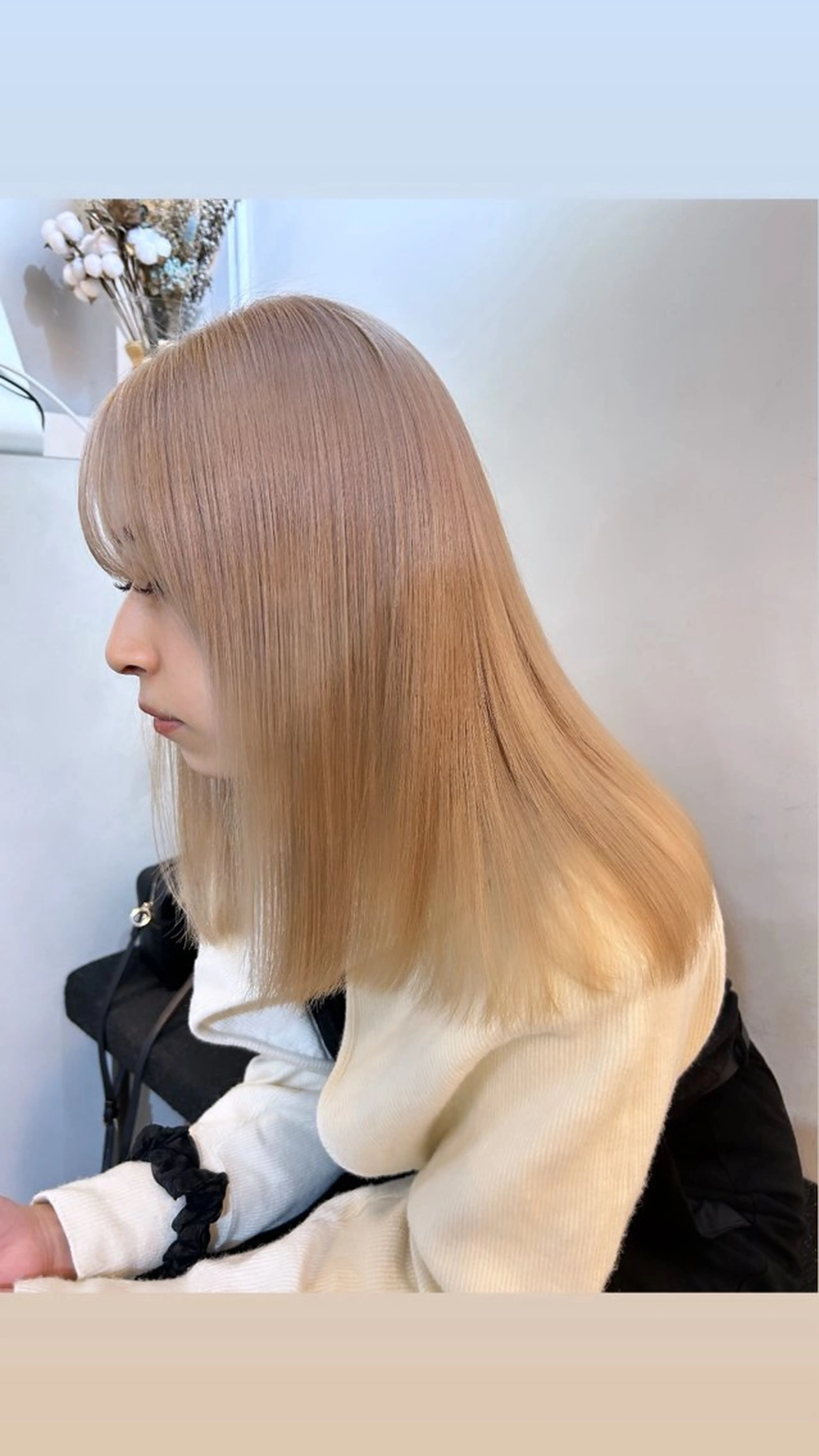 ミディアム カラー ベージュカラー ホワイトベージュ カット ヘアカラー トリートメント 🧸艶々韓国ヘア 🧁mizunaのヘアスタイル