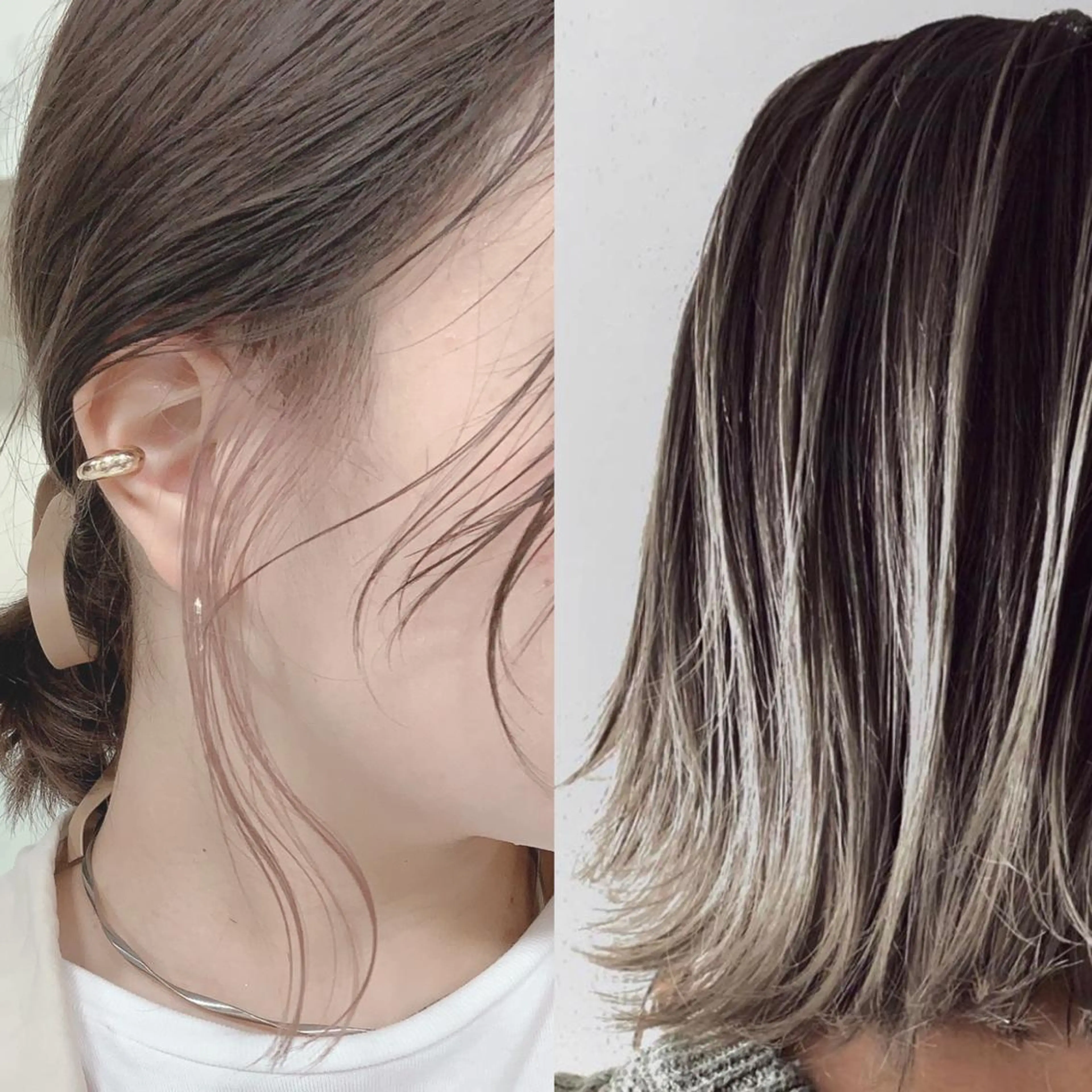 ショート カラー バレイヤージュ イヤリングカラー レイヤーカット カット ヘアカラー トリートメント 縮毛/レイヤー 韓国/橋口のヘアスタイル