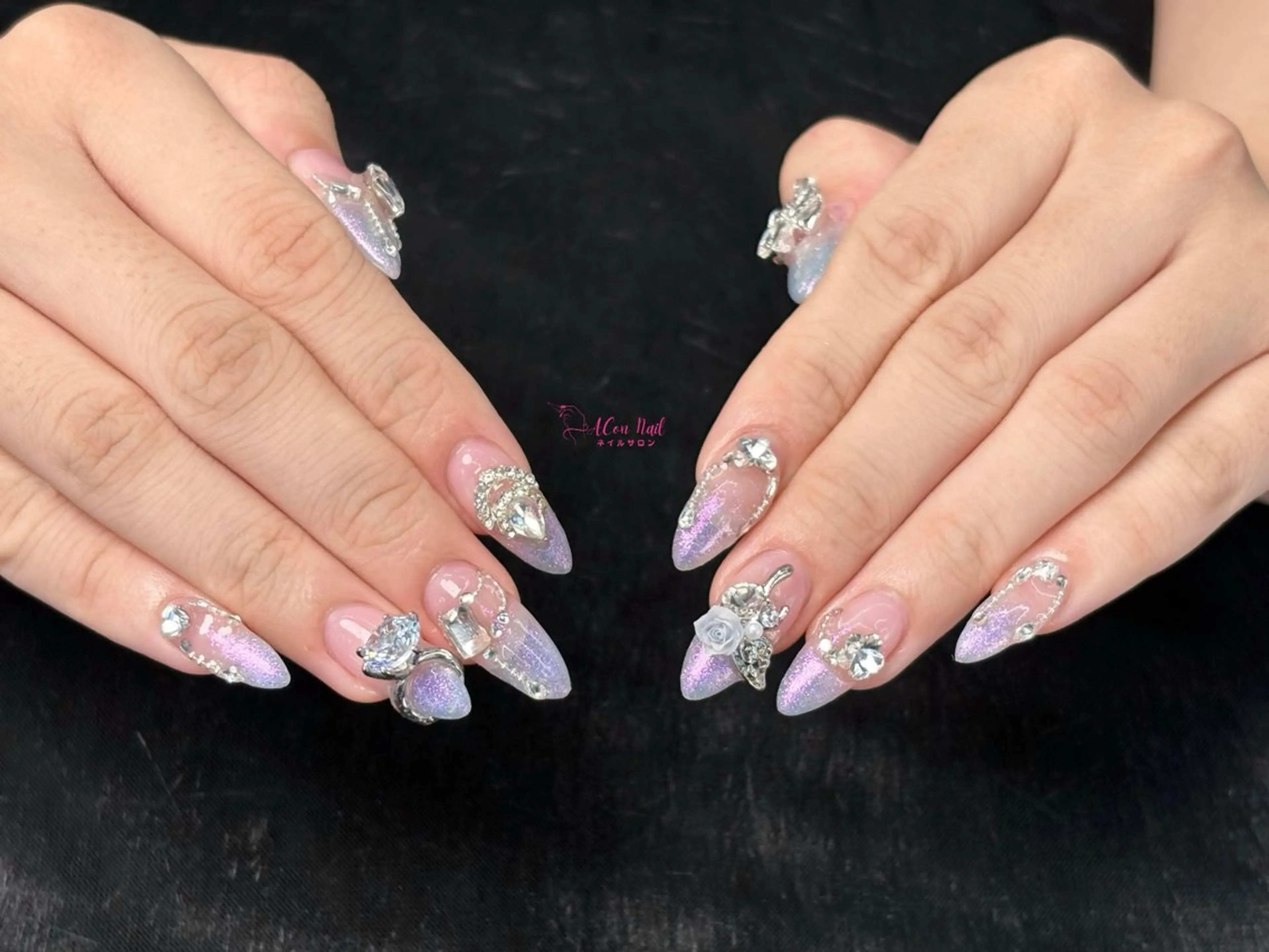 ネイル 桜ネイル 長さ出し フラワーネイル フレンチネイル ジェルネイル ハンドネイル ACon NailSalonのネイルデザイン