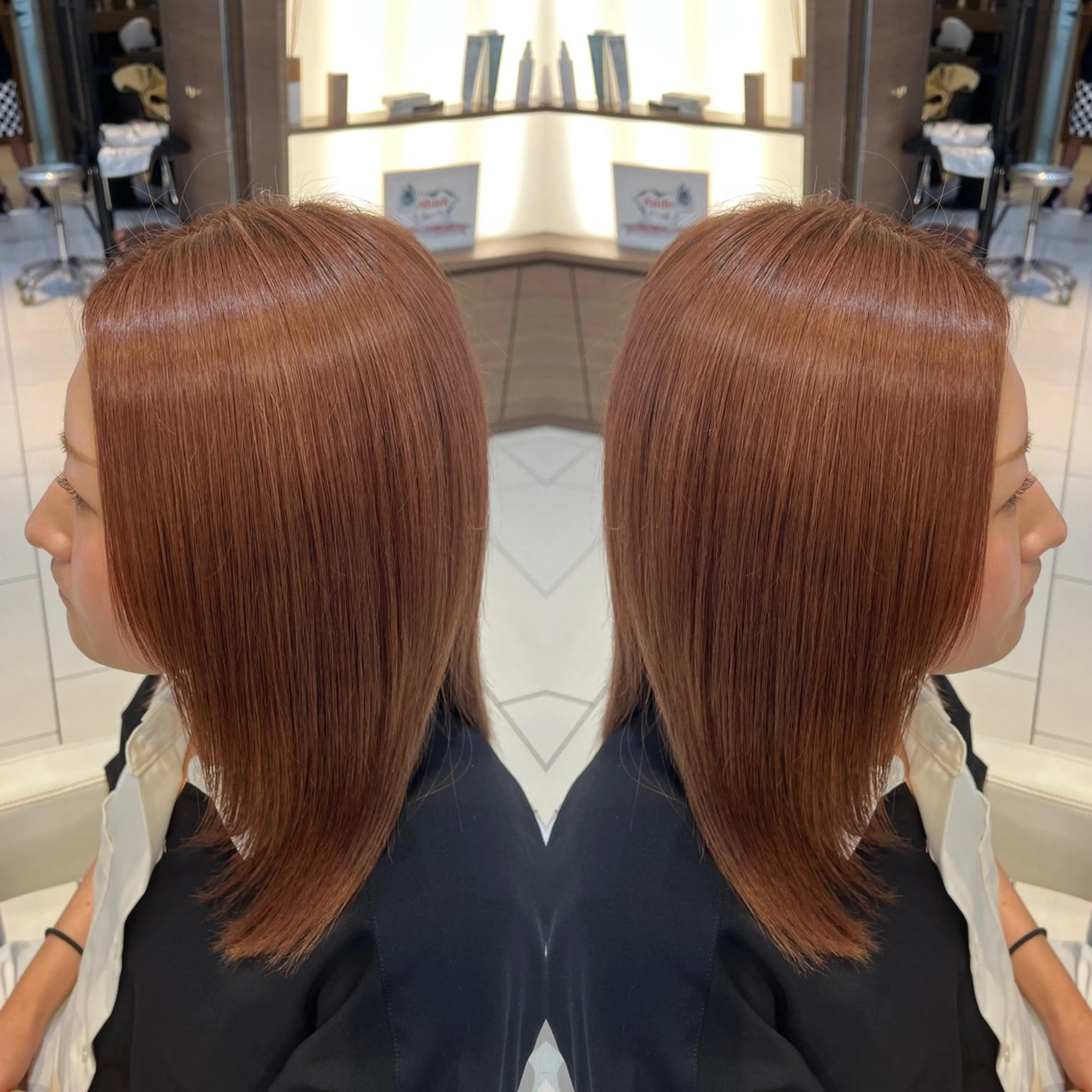 ミディアム カット ヘアカラー トリートメント バレイヤージュ ボブ🌈ナツヤのヘアスタイル