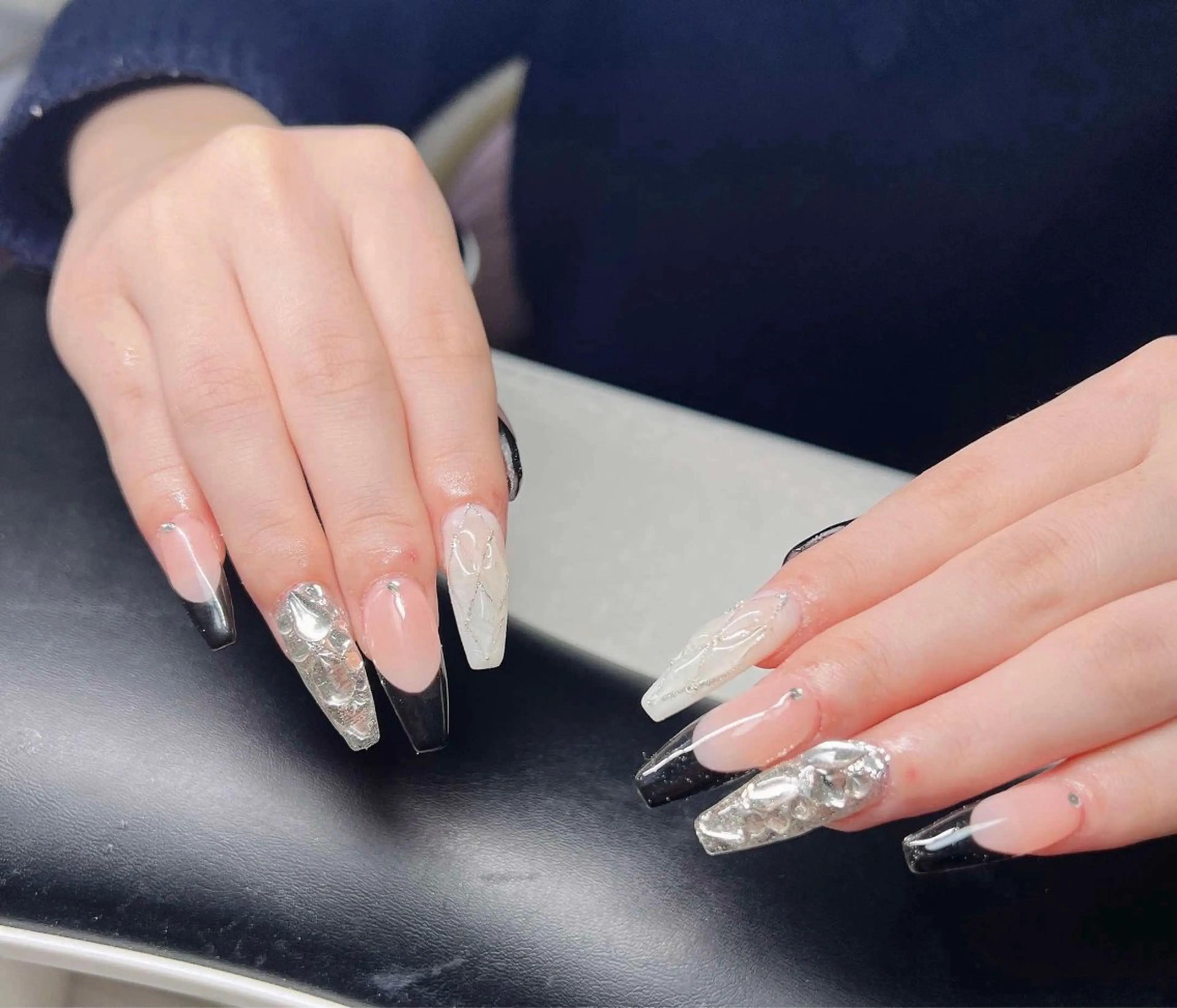 ネイル オーロラネイル チークネイル 長さ出し フットネイル フレンチネイル Lee Nails チップ長さだし専門店のネイルデザイン