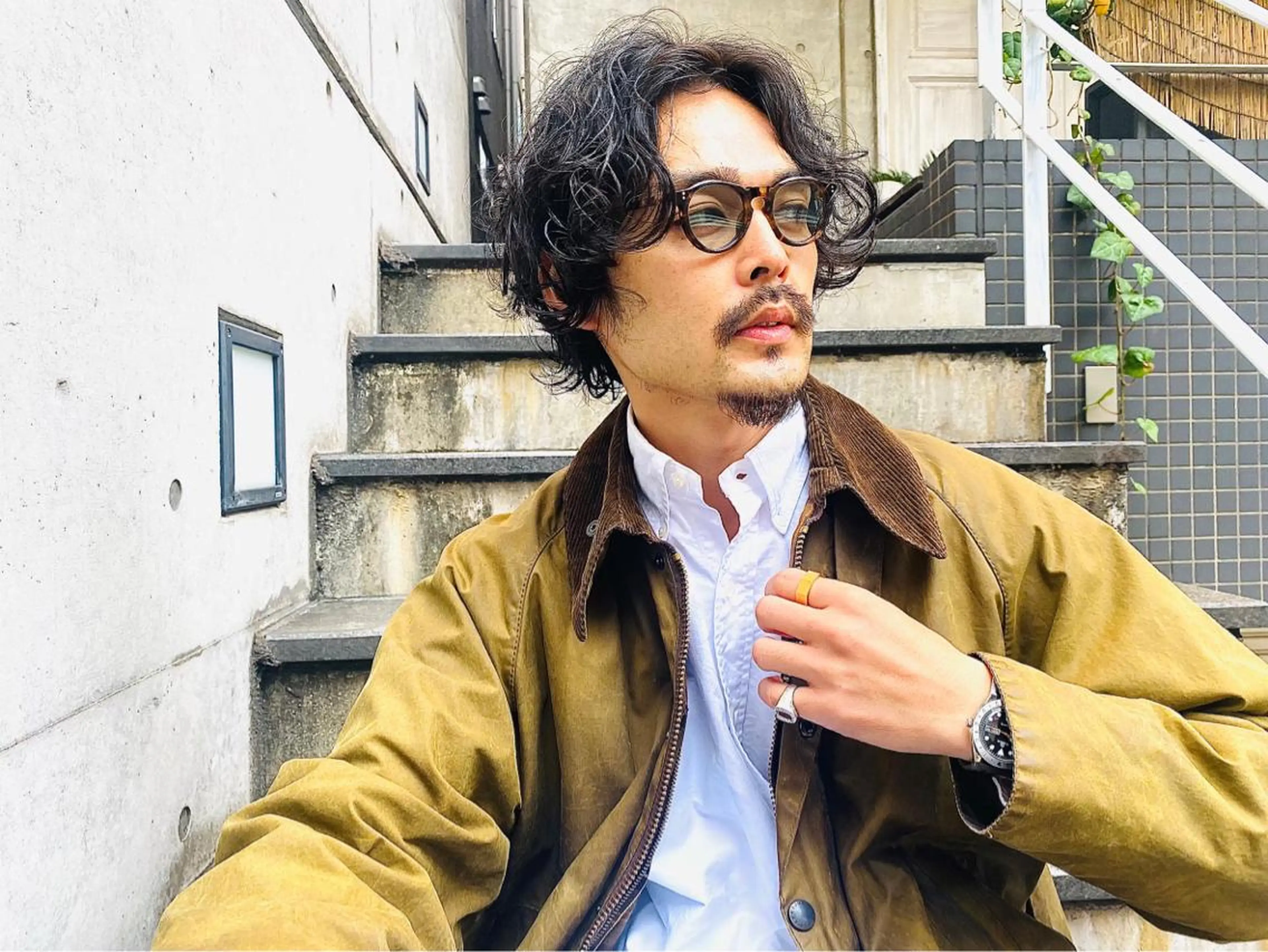パーマ メンズ メンズパーマ 🌟小顔レイヤー× 赤み消し透明感カラーのヘアスタイル