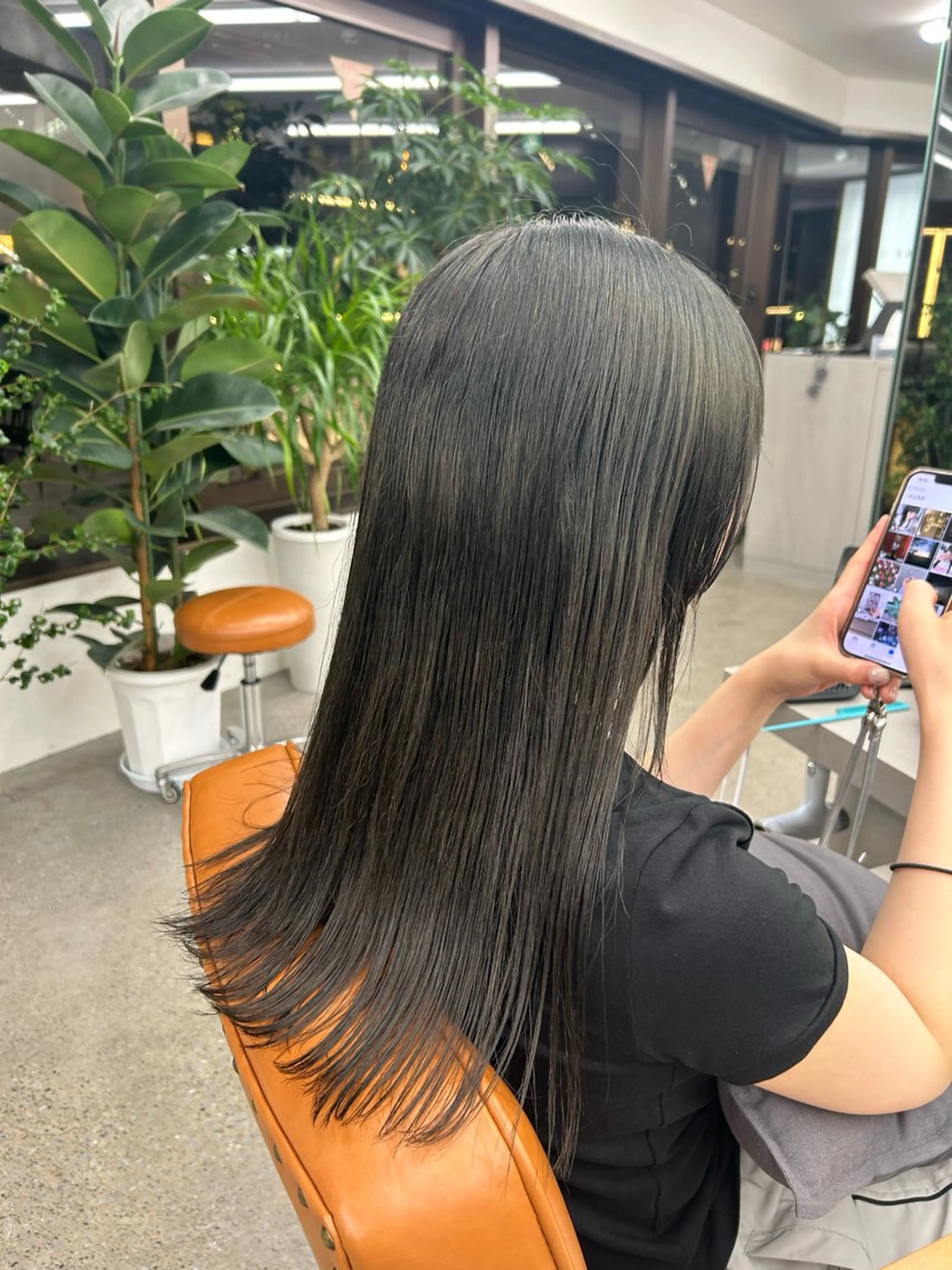 セミロング カラー ヘアカラー オリーブ/ 透明感カラー/れいあのヘアスタイル