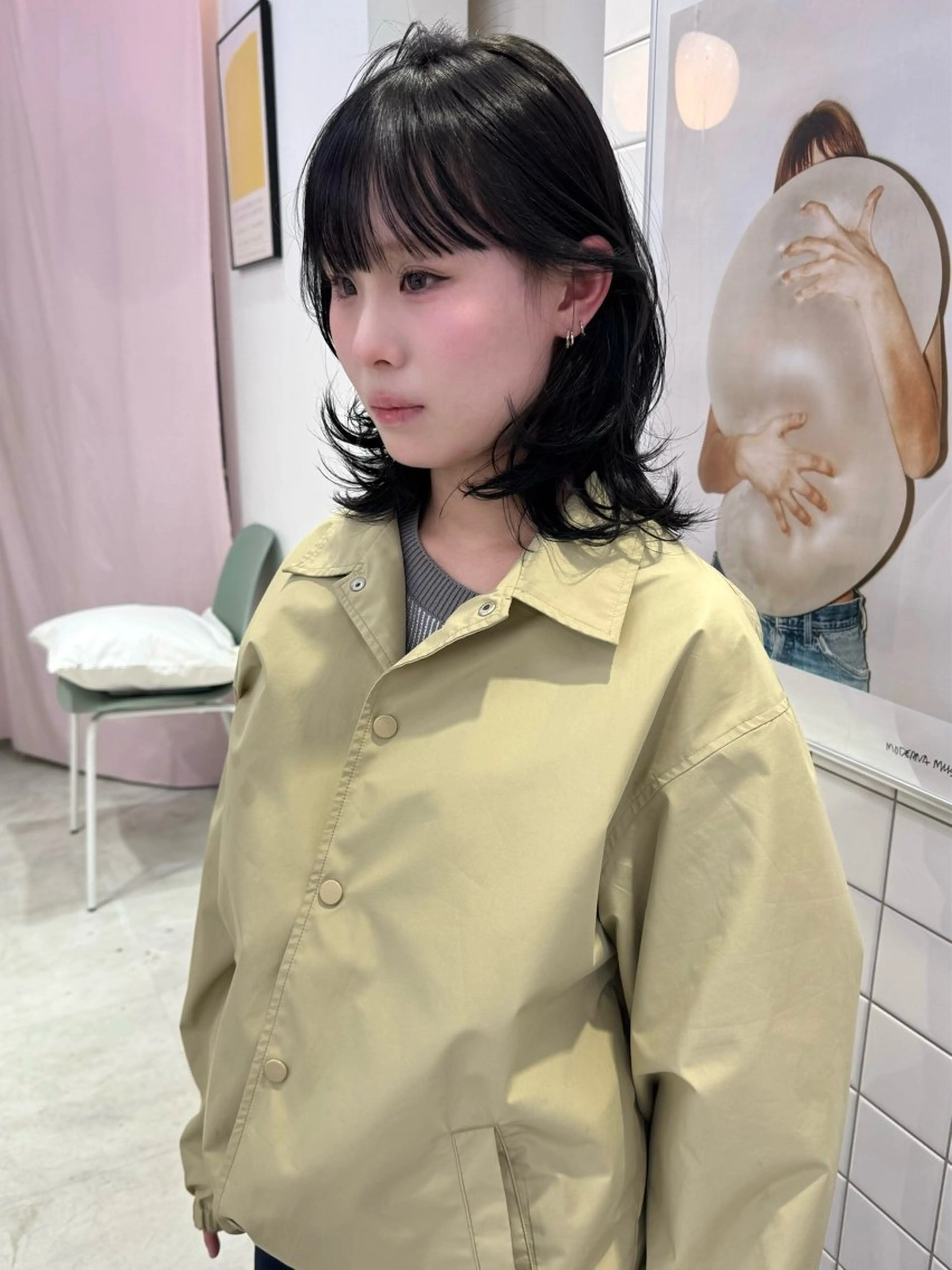 ミディアム カラー カット ヘアカラー トリートメント shiro.kobe 森彩華のヘアスタイル