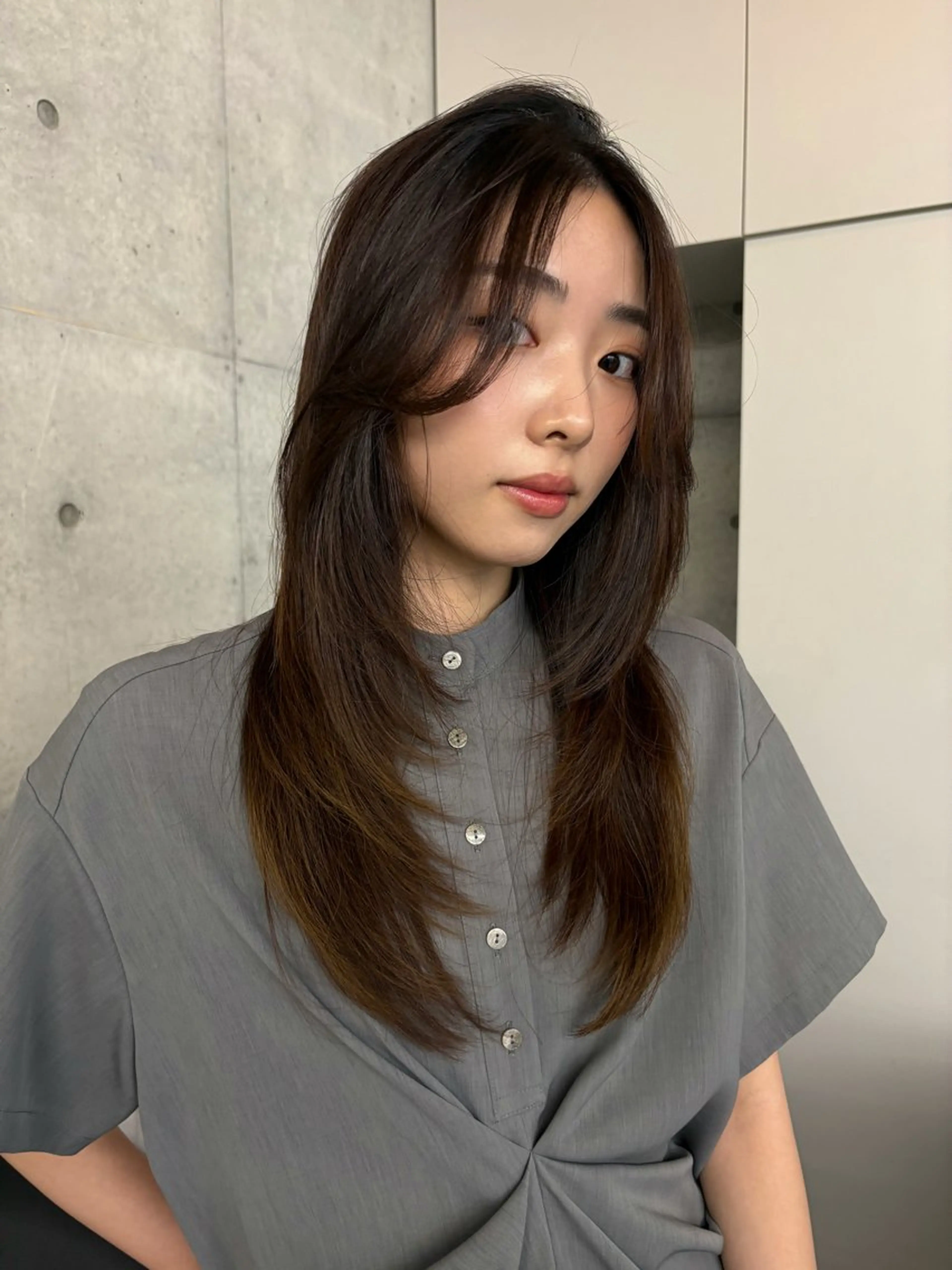 セミロング カラー カット ヘアカラー トリートメント レイヤー/柔色 カラー/SAkiのヘアスタイル