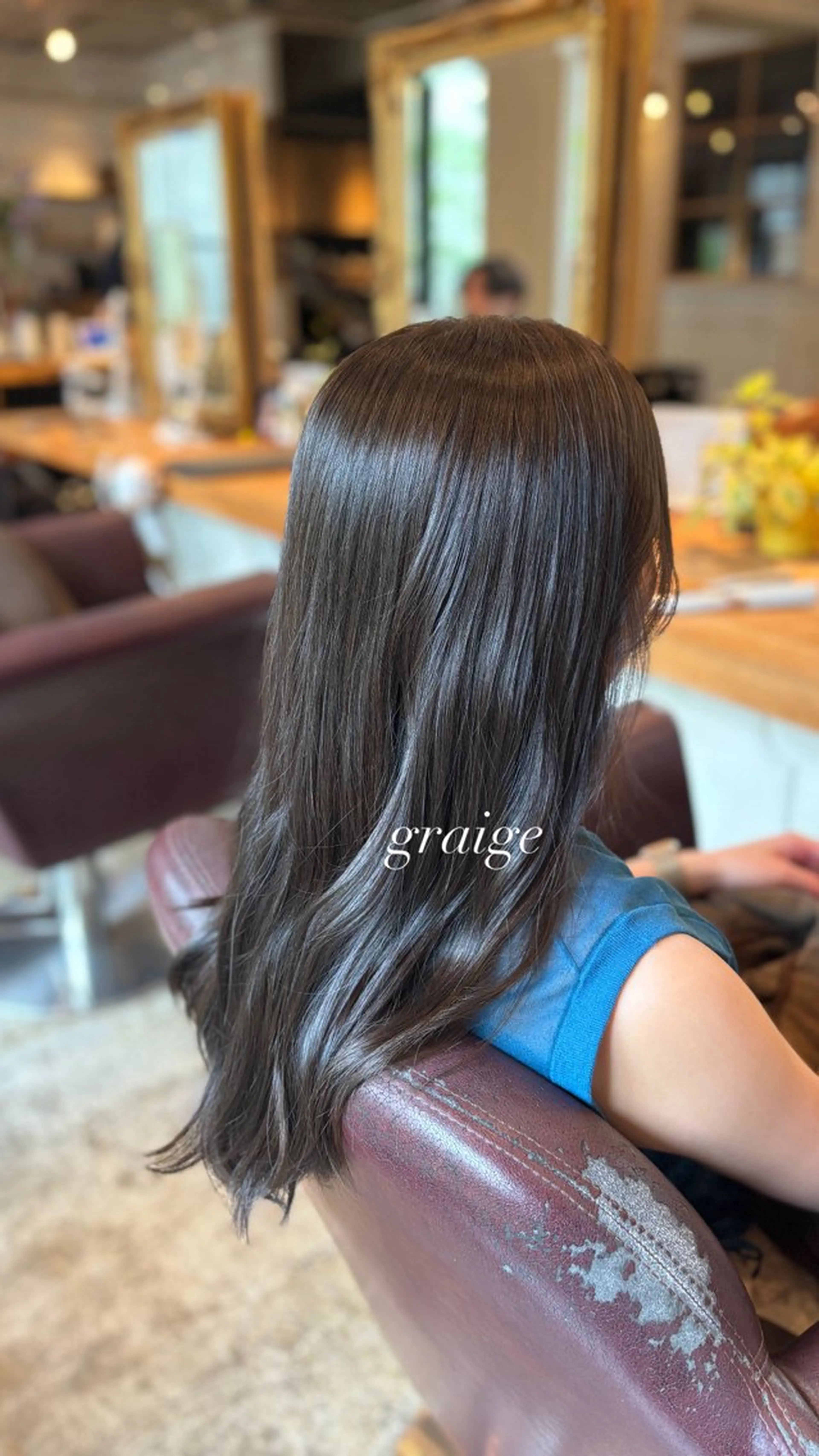 ロング カラー 透明感カラー グレージュ オリーブグレージュ オリーブグレー 髪質改善カラー ブラウン🤎YUMEのヘアスタイル