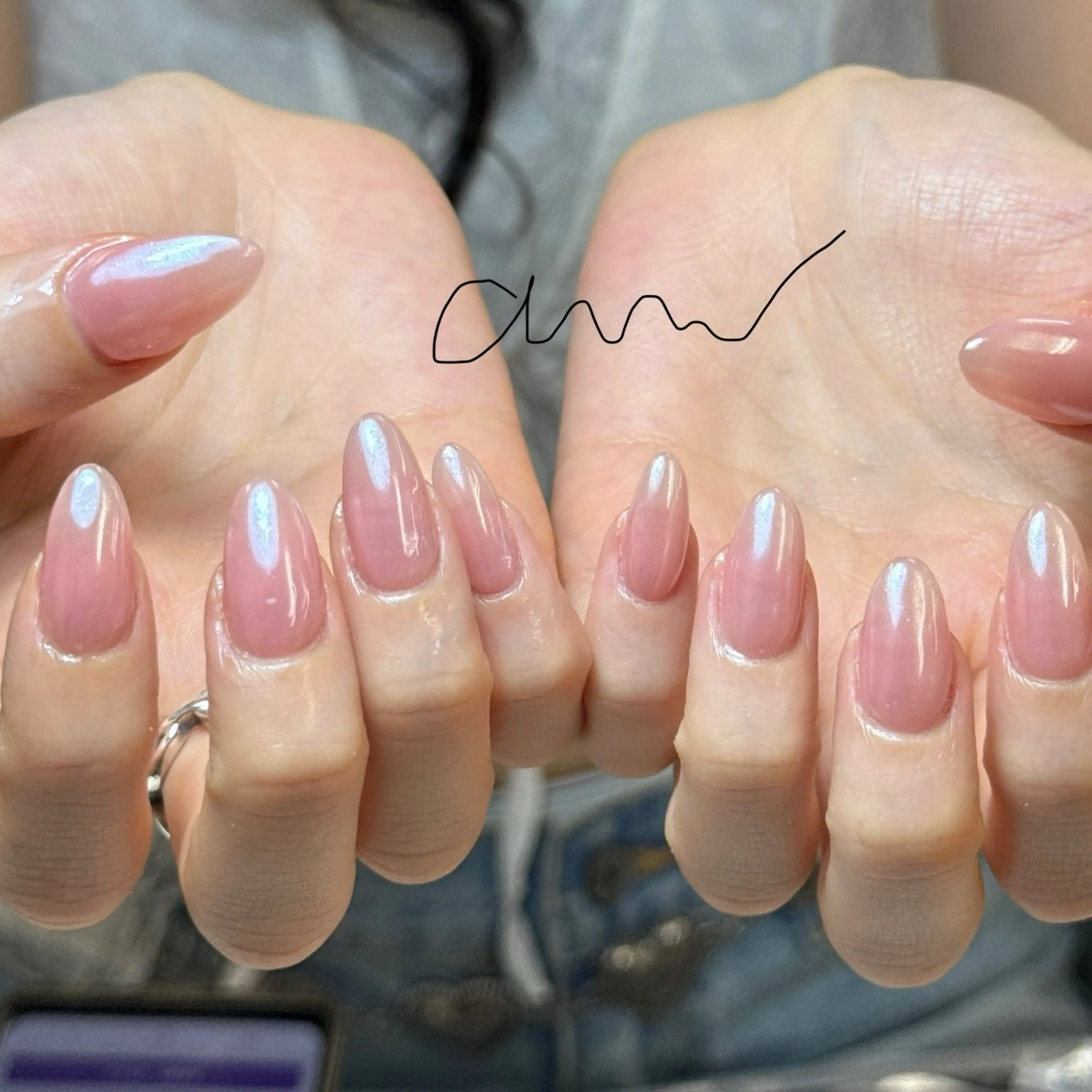 ネイル アートネイル オーロラネイル チークネイル 長さ出し フットネイル ハンドネイル Anh 高田馬場のネイルデザイン