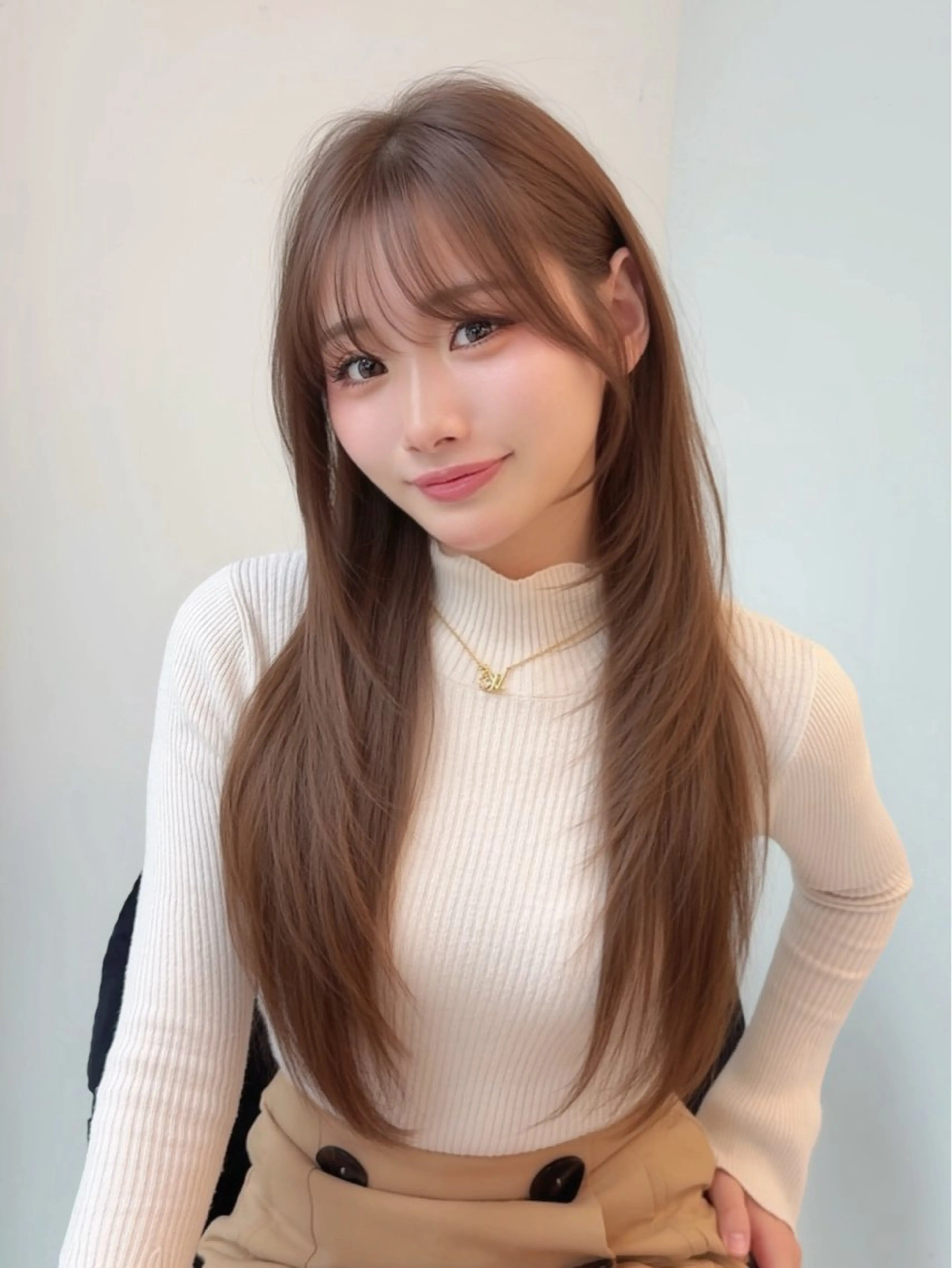 ロング カラー ベージュカラー ヘーゼル 韓国風ヘア レイヤーカット カット ヘアカラー ♦ブリーチなしカラー ×レイヤー♦中島良太のヘアスタイル