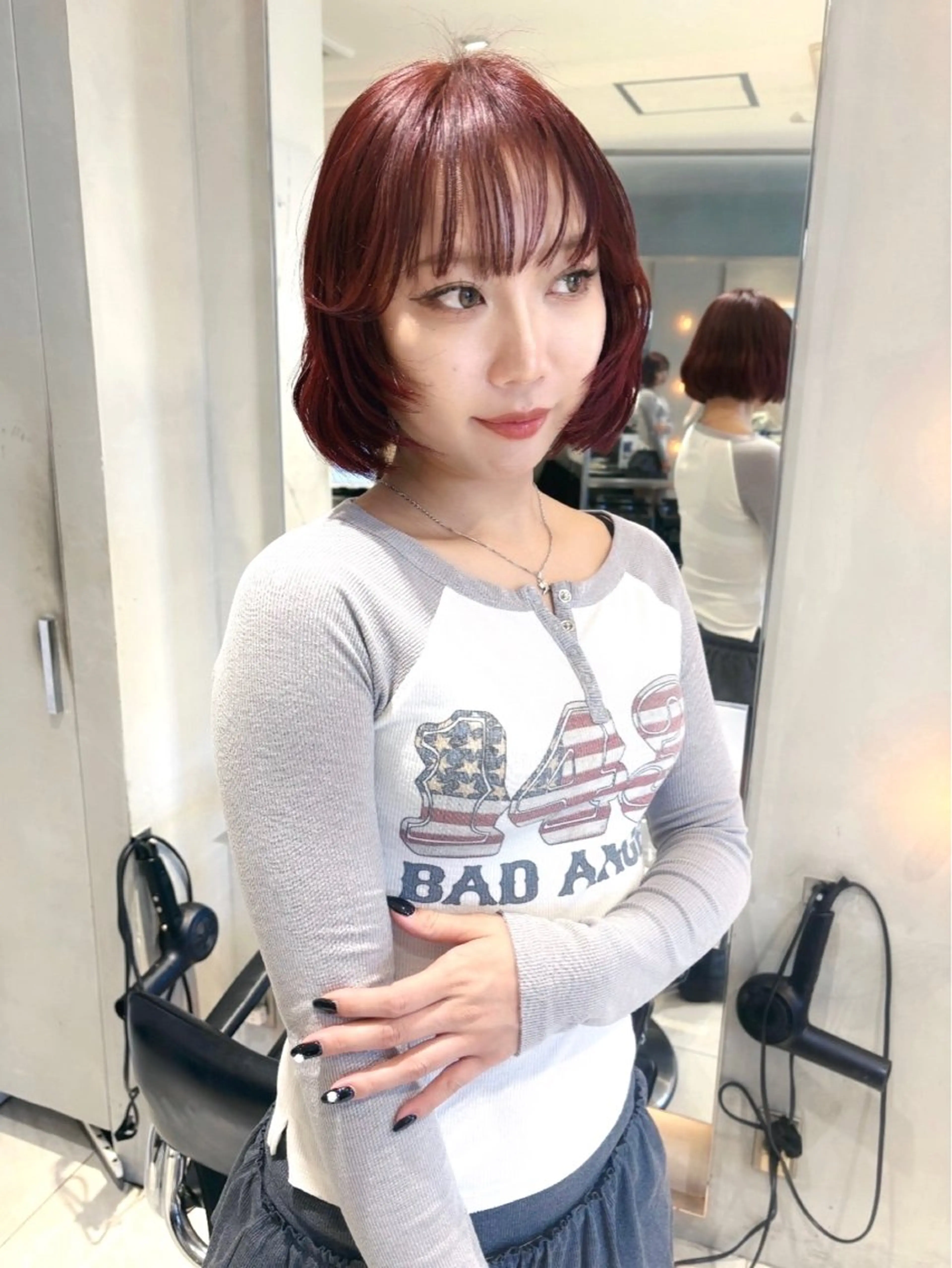 ミディアム カラー ヘアカラー ワンホン/韓国ヘア 🤍amiのヘアスタイル