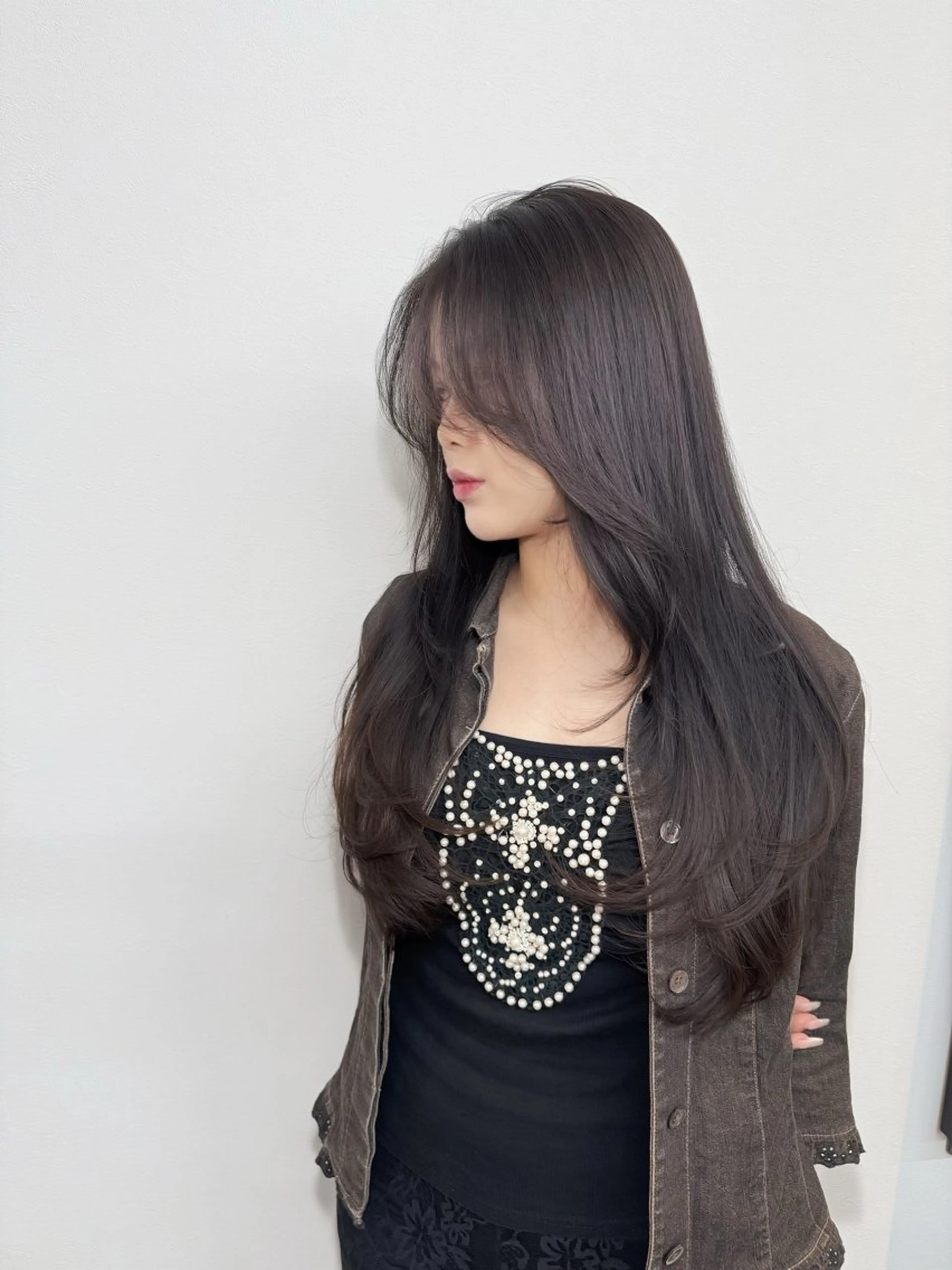 ロング 髪質改善 レイヤーカット ロング トリートメント カット ヘアカラー トリートメント レイヤー×髪質改善 ×透明感/杉田 圭のヘアスタイル