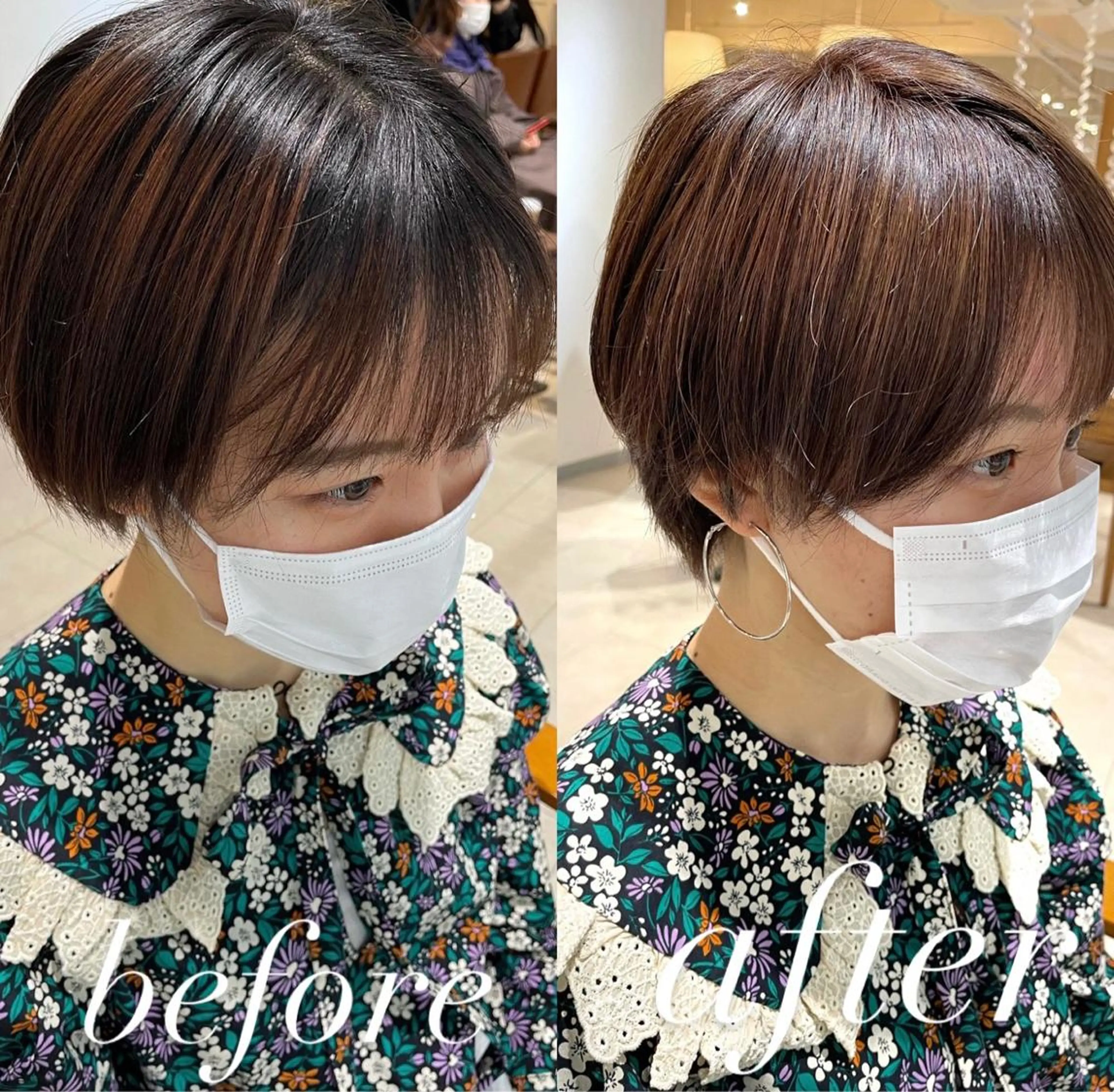 ショート カラー ボブ カット ヘアカラー トリートメント ヘッドスパ 過去一の柔髪ヘア 🌿einshairのヘアスタイル