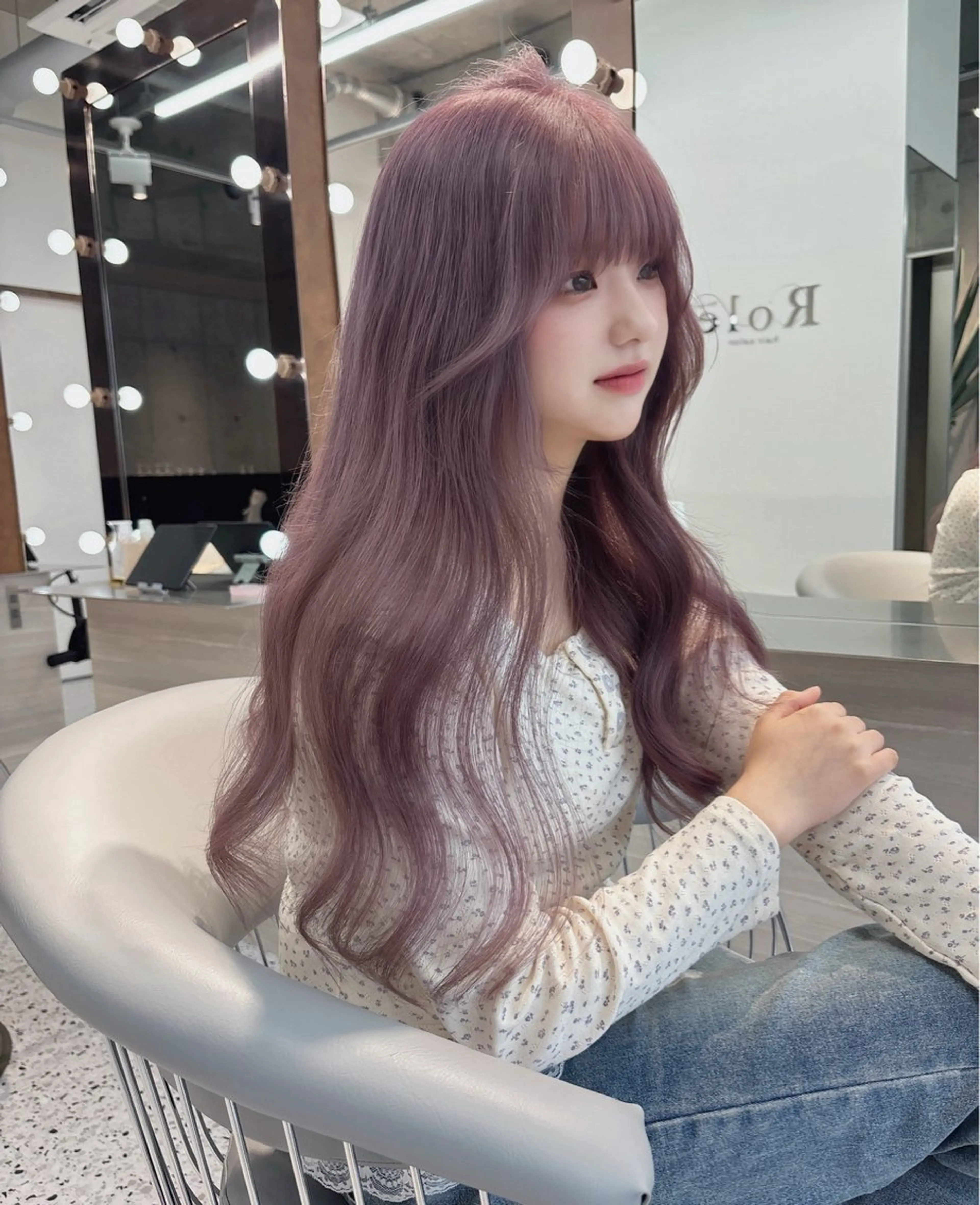 ミディアム ヘアカラー rina／ベージュ ワンホン/韓国ヘアのヘアスタイル