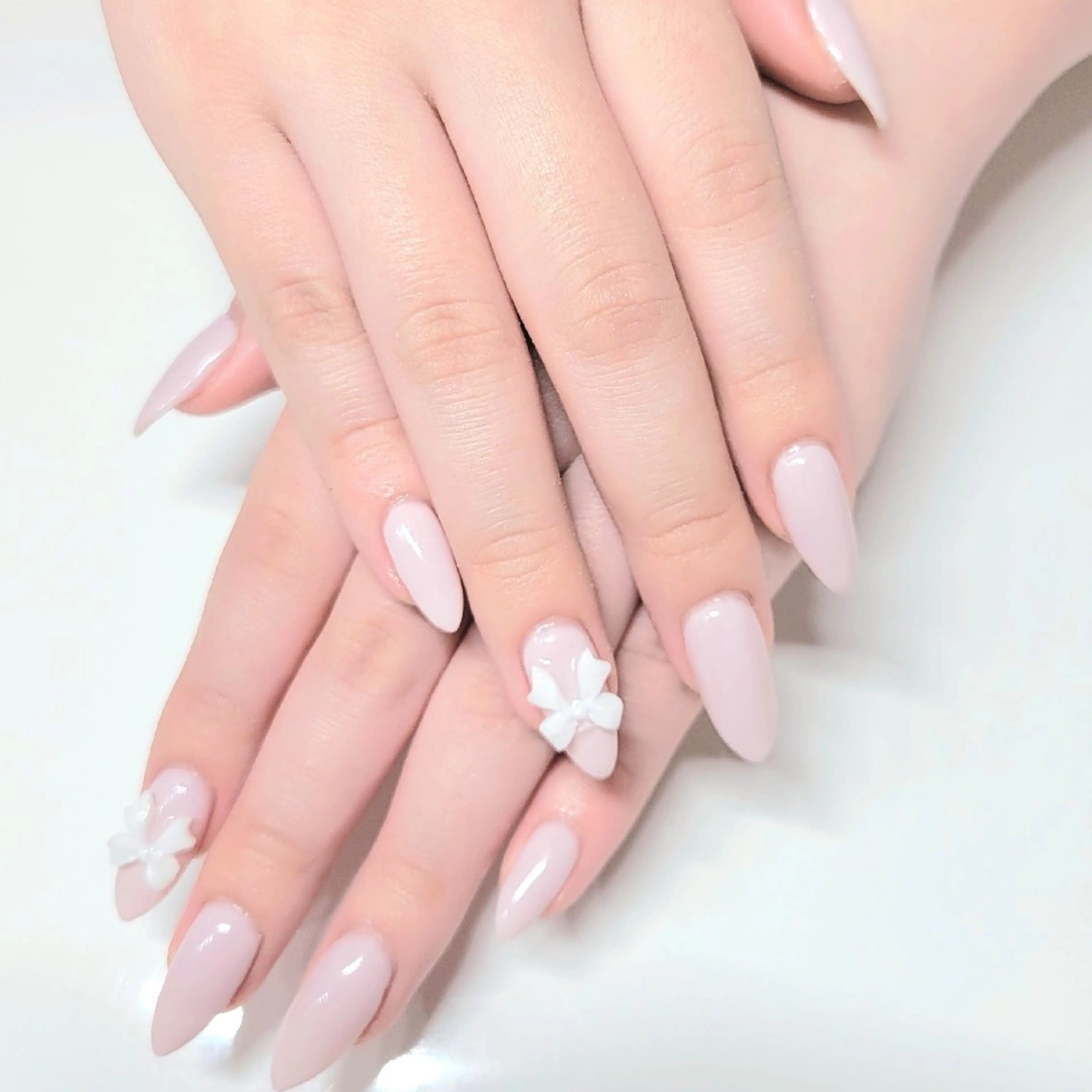 ネイル 長さ出し ピンク リボン Natsumi 🦊  Nailのネイルデザイン