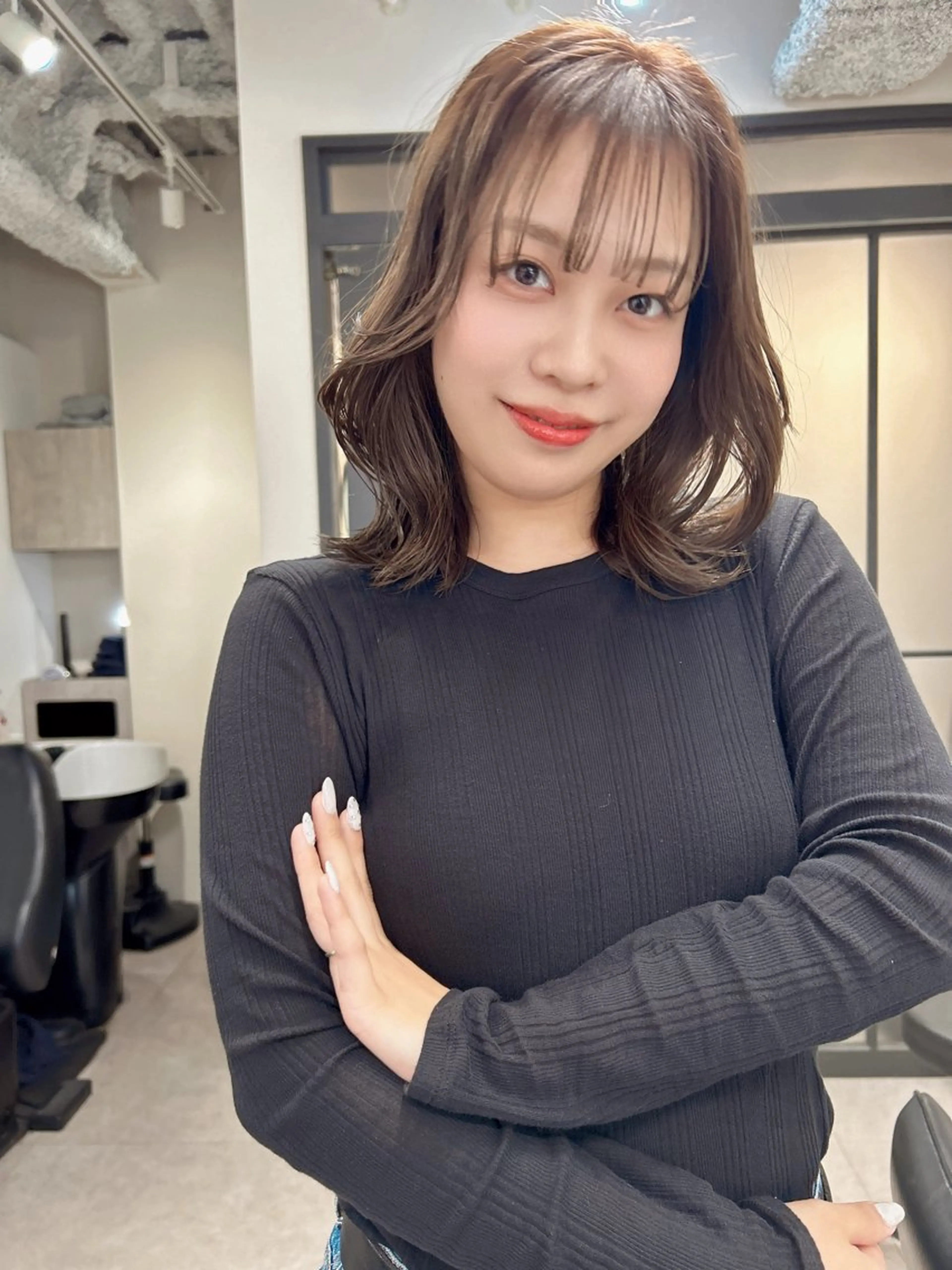 ミディアム カラー カット ヘアカラー トリートメント 髪質改善will hairdesignのヘアスタイル