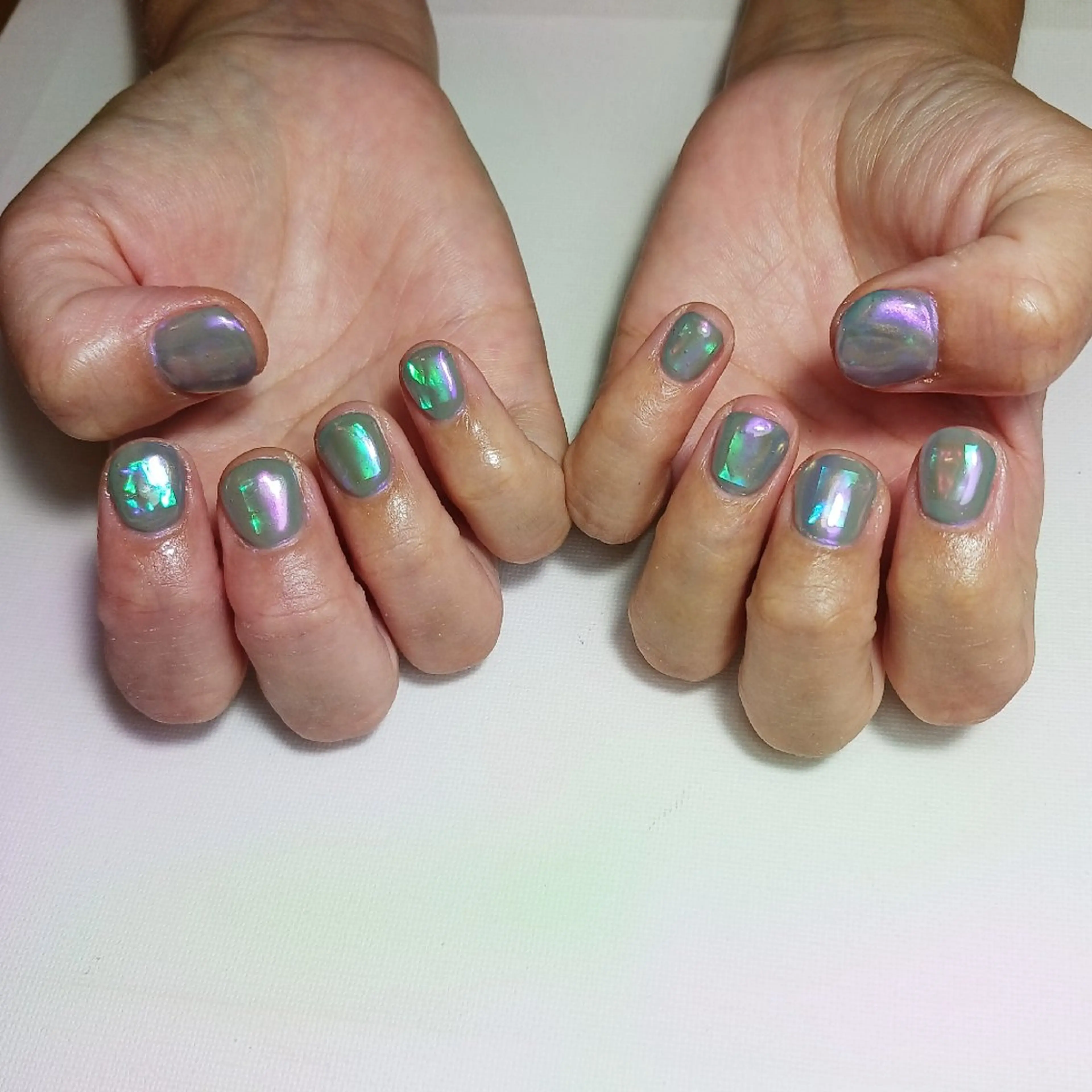 ネイル オーロラネイル ジェルネイル 持ち込み ショートネイル ハンドネイル owlnail /持込みデザイン専門のネイルデザイン