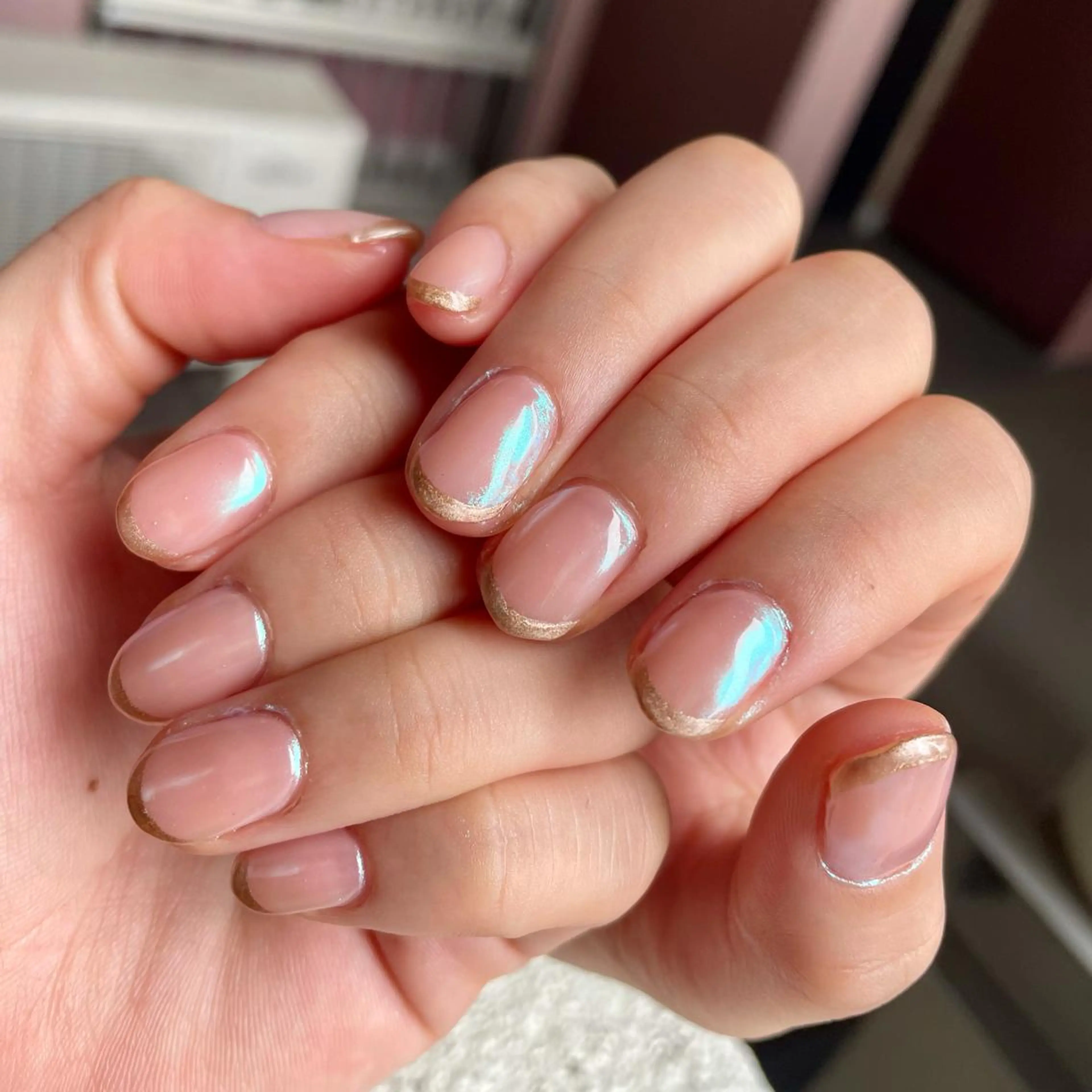 ネイル オーロラネイル フレンチネイル ミラーネイル 奥園 良恵のネイルデザイン