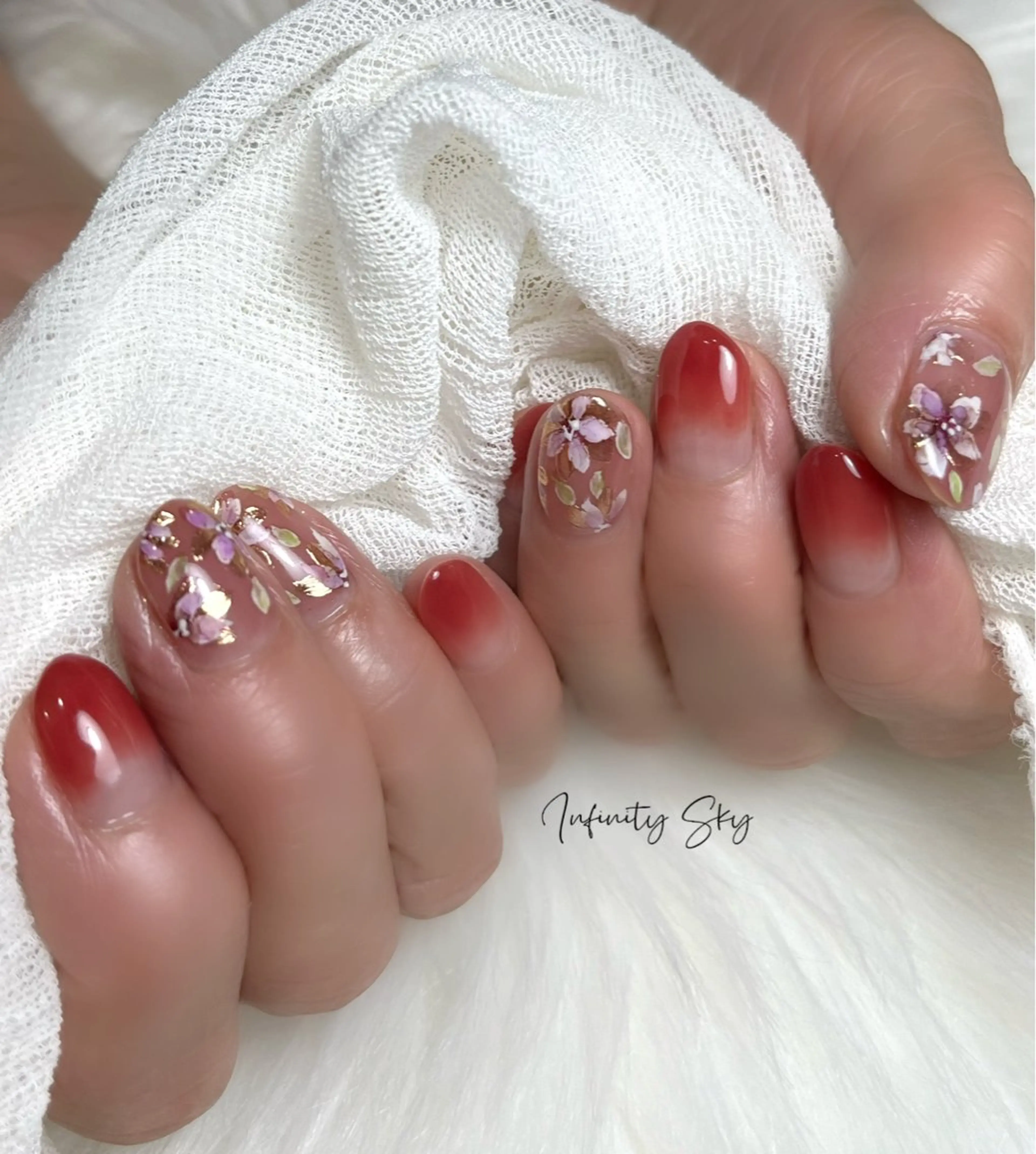ネイル アートネイル フラワーネイル infinity skyのネイルデザイン