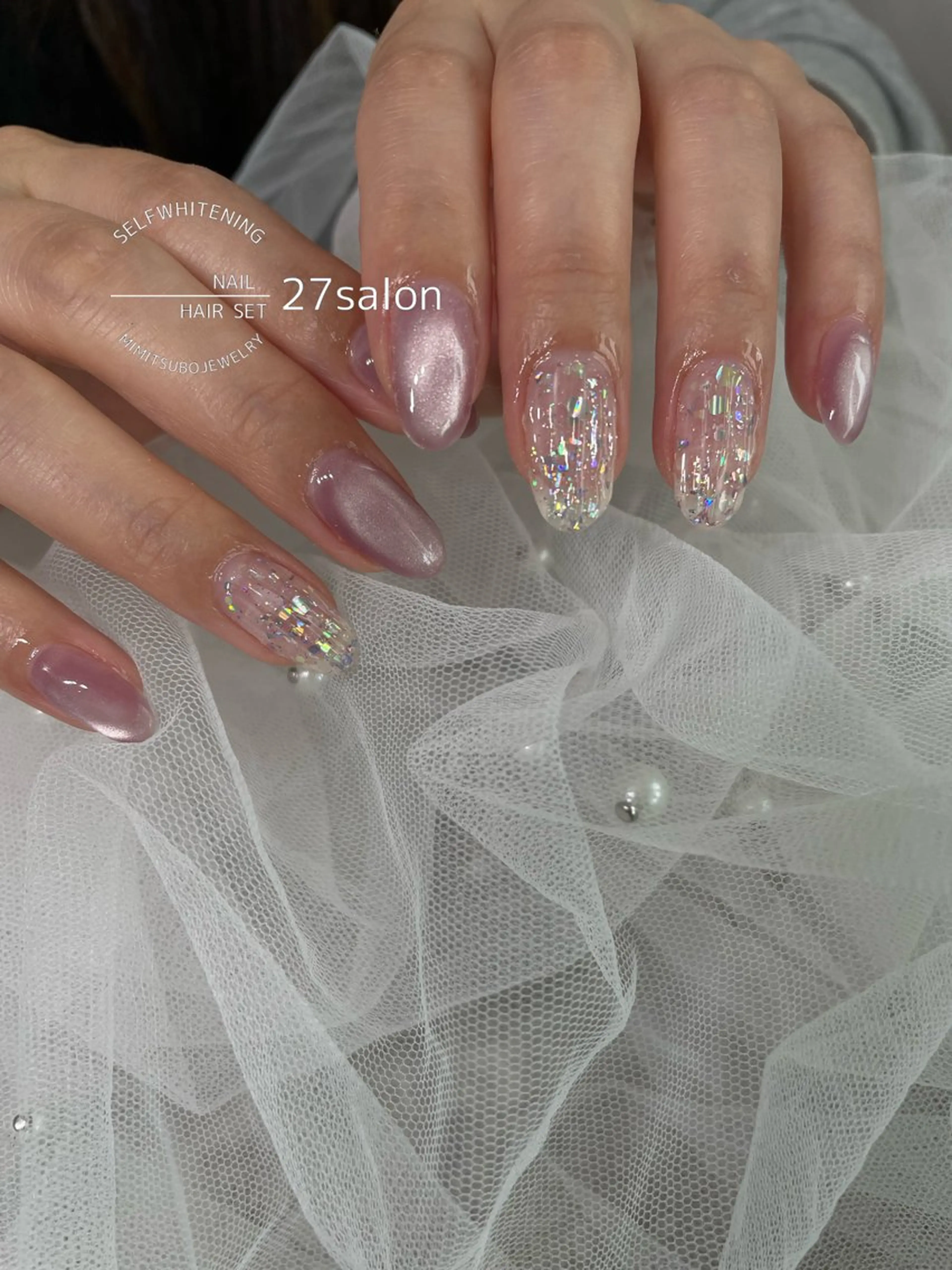 ネイル クリアネイル マグネットネイル ハンドネイル 27salon yuinaのネイルデザイン
