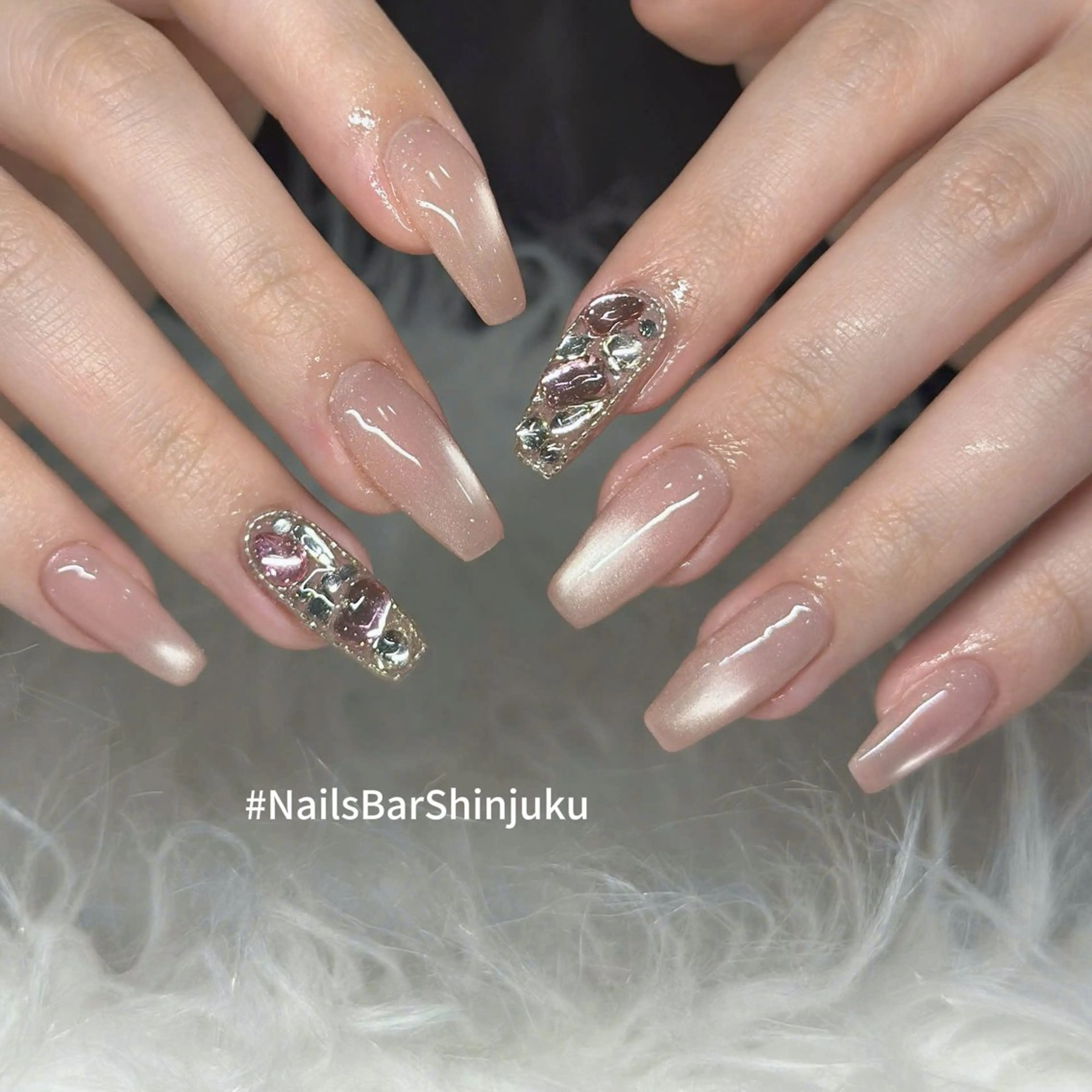 ネイル 長さ出し フレンチネイル ジェルネイル 韓国ネイル ロングネイル NAILS BAR SHINJUKUのネイルデザイン