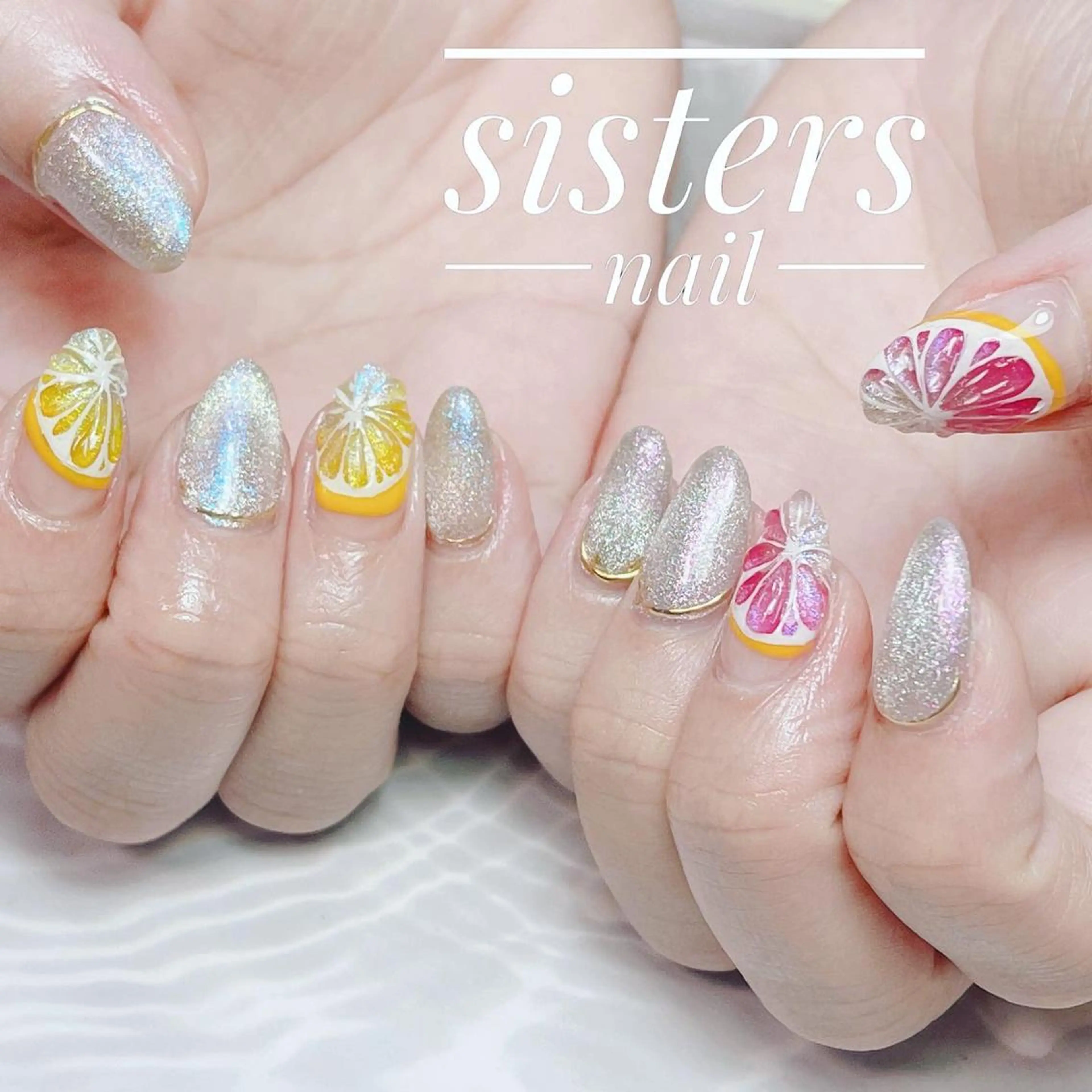 ネイル アートネイル マグネットネイル ピンク 夏ネイル sisters nail.fのネイルデザイン