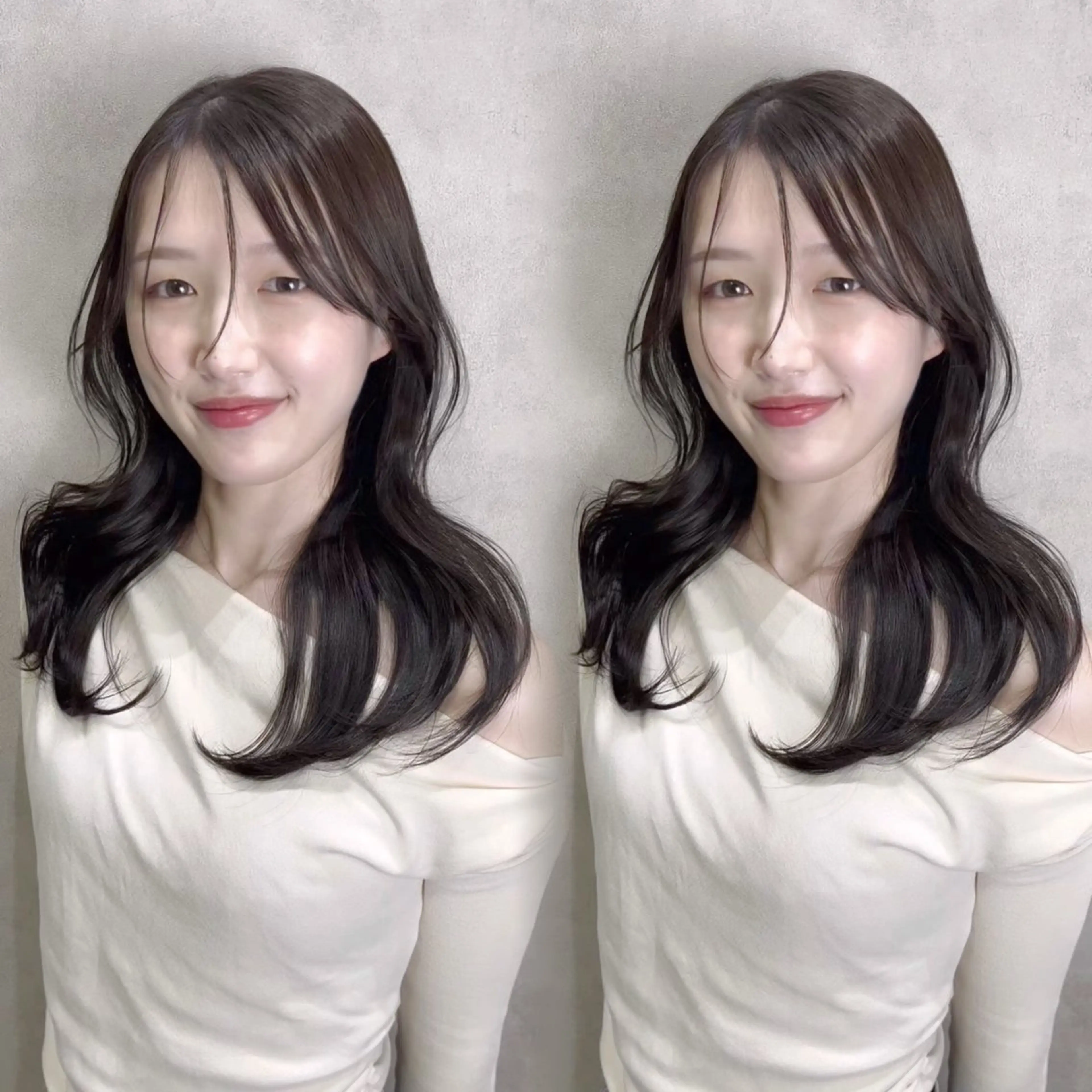 セミロング 韓国風ヘア レイヤーカット 松本 沙城のヘアスタイル