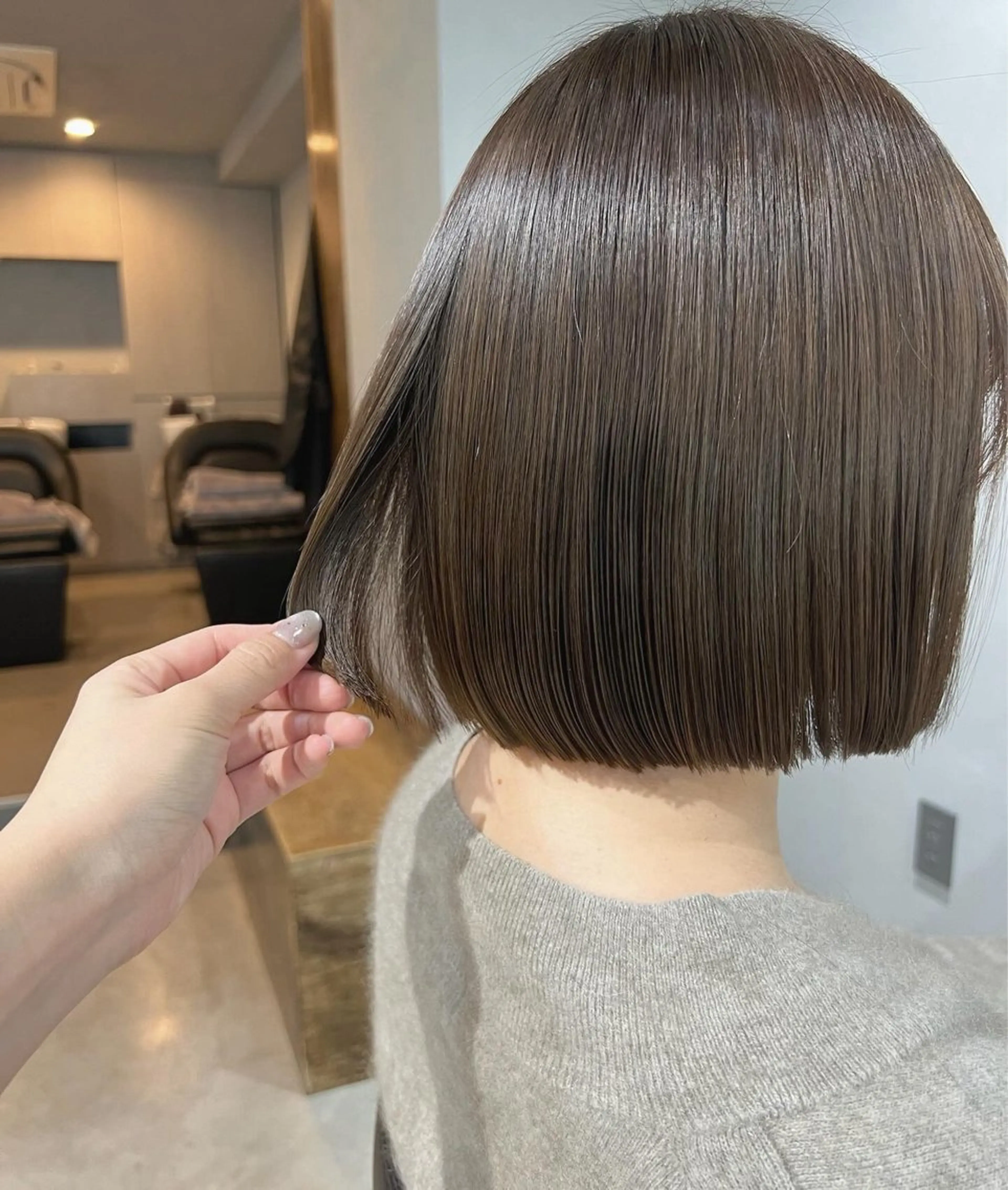 ミディアム カラー カット ヘアカラー トリートメント akane/ボブ /オリーブベージュのヘアスタイル